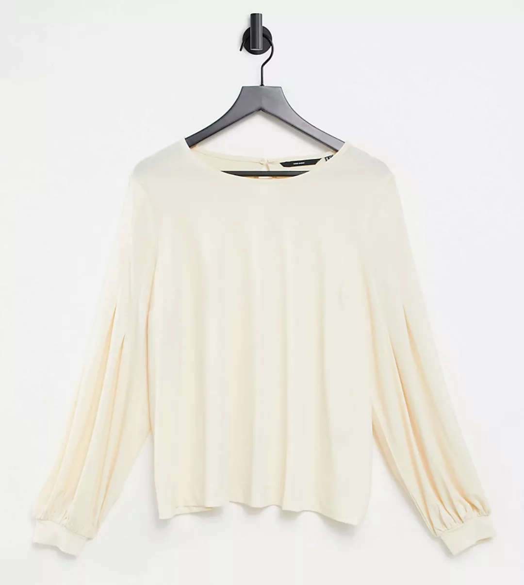 Vero Moda Curve – Sweatshirt mit voluminösen Ärmeln in Creme-Rosa günstig online kaufen