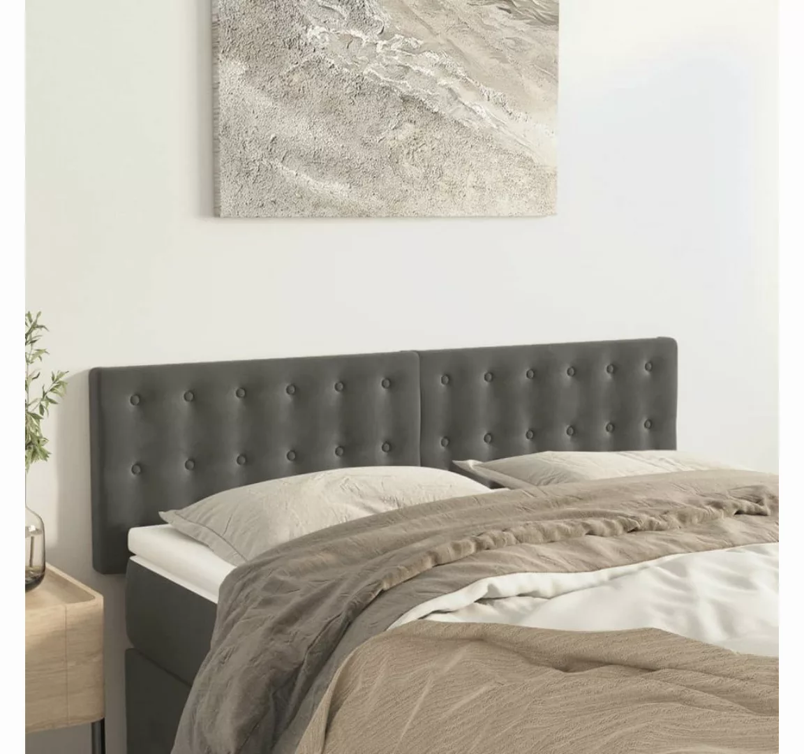 vidaXL Bett, Kopfteile 2 Stk. Dunkelgrau 72x5x78/88 cm Samt günstig online kaufen