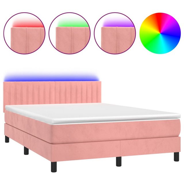 vidaXL Boxspringbett Bett Boxspringbett mit Matratze & LED Samt (140 x 200 günstig online kaufen