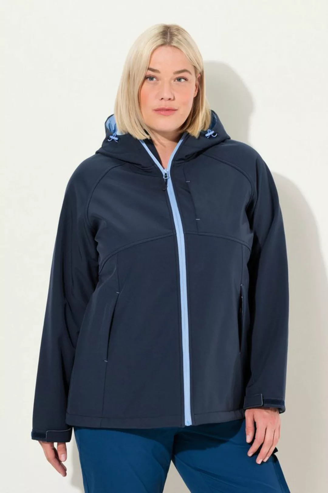 Ulla Popken Softshelljacke Softshelljacke Kapuze Zipptaschen Klettriegel günstig online kaufen