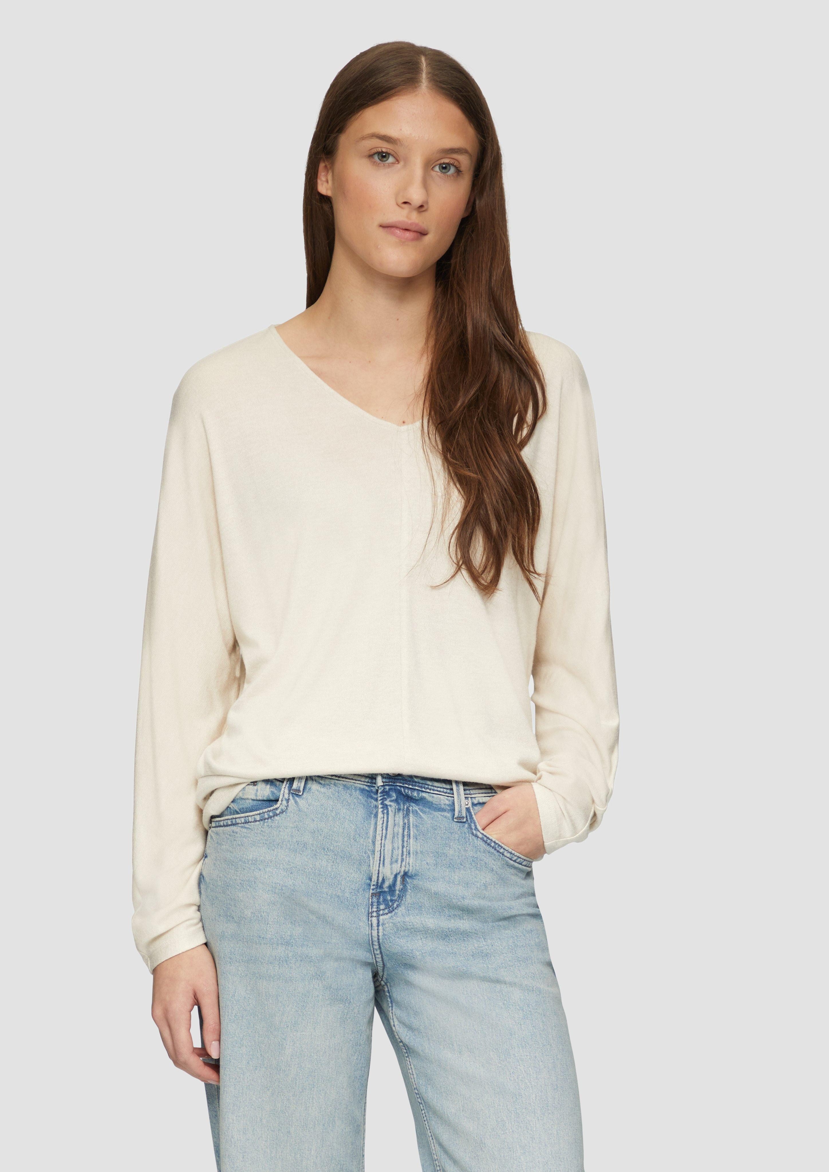 s.Oliver Langarmshirt Meliertes Langarmshirt mit Fledermausärmeln günstig online kaufen