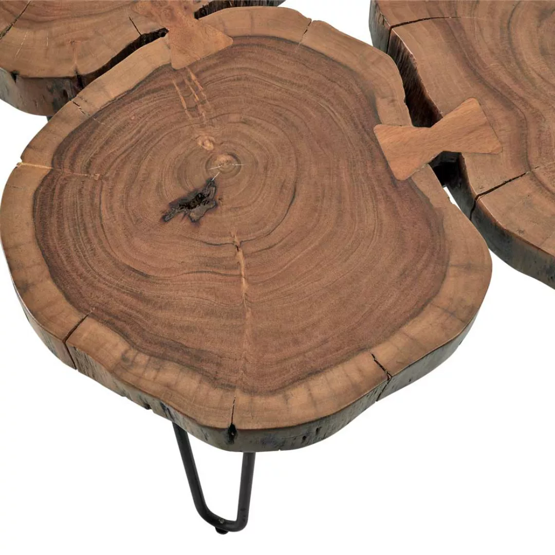 Baumscheiben Couchtisch aus Akazie Massivholz Industry und Loft Stil günstig online kaufen