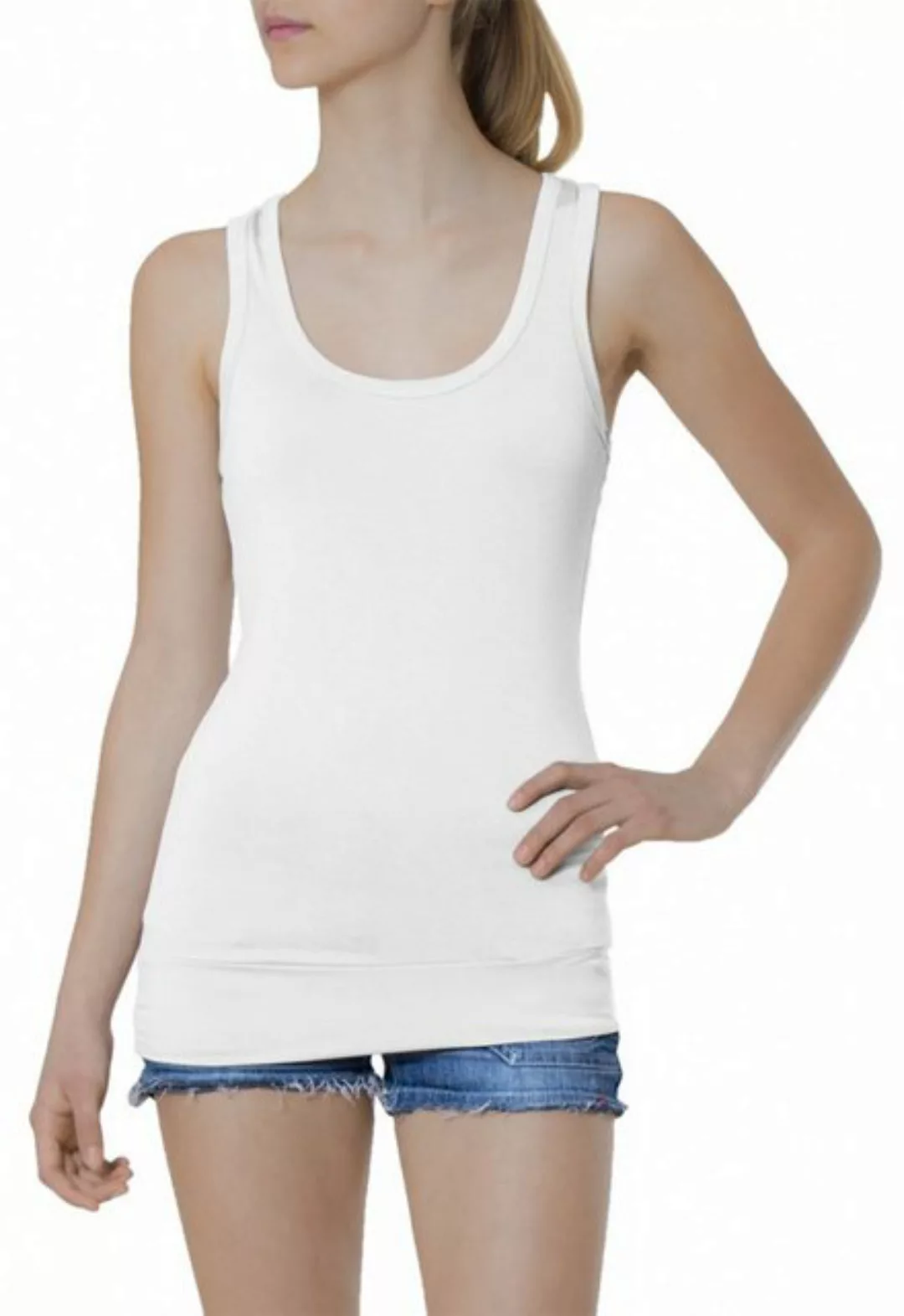 Caspar Longshirt SRT006 Damen klassisch elegantes Basic Top LongTop TankTop günstig online kaufen