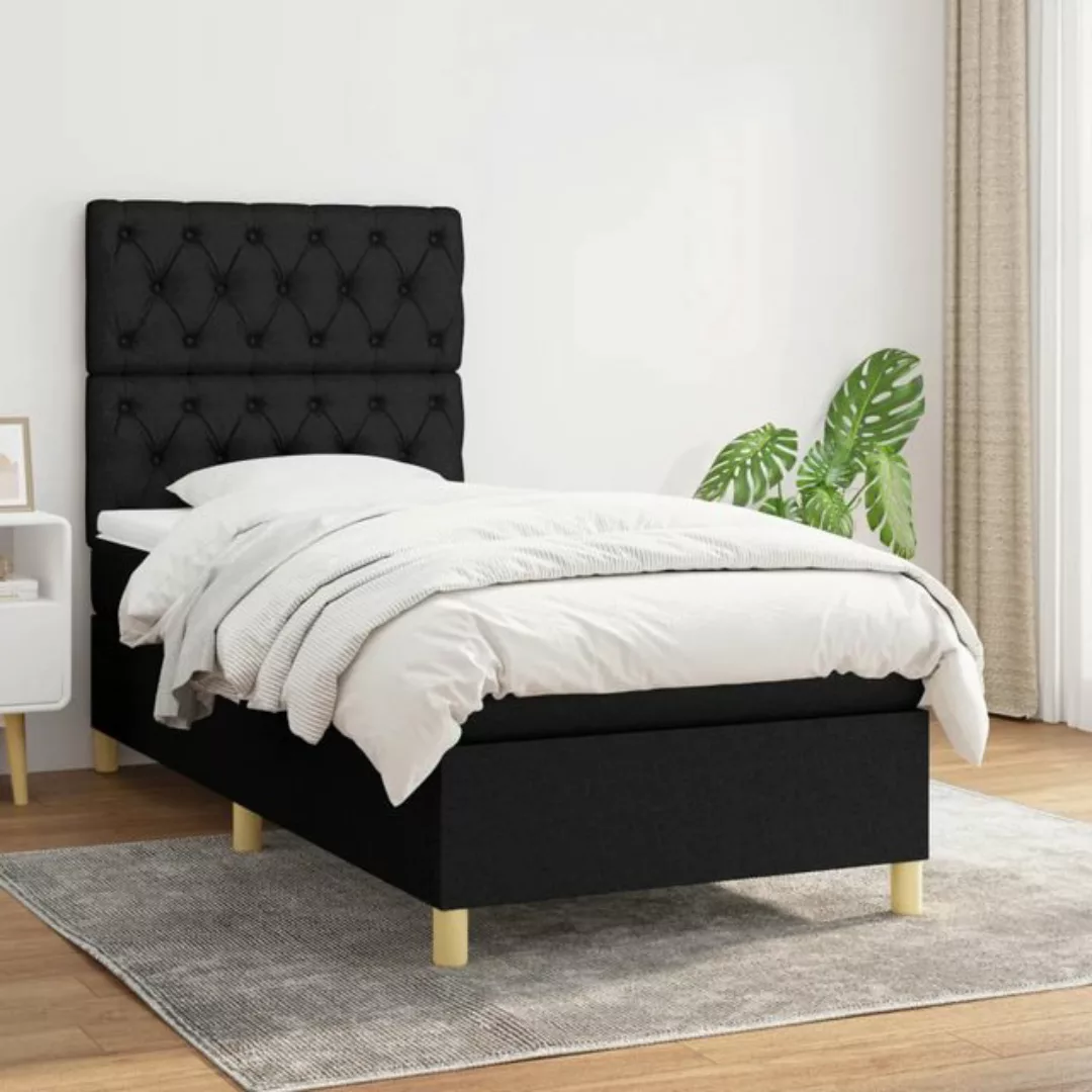 vidaXL Boxspringbett Boxspringbett mit Matratze Schwarz 80x200 cm Stoff Bet günstig online kaufen