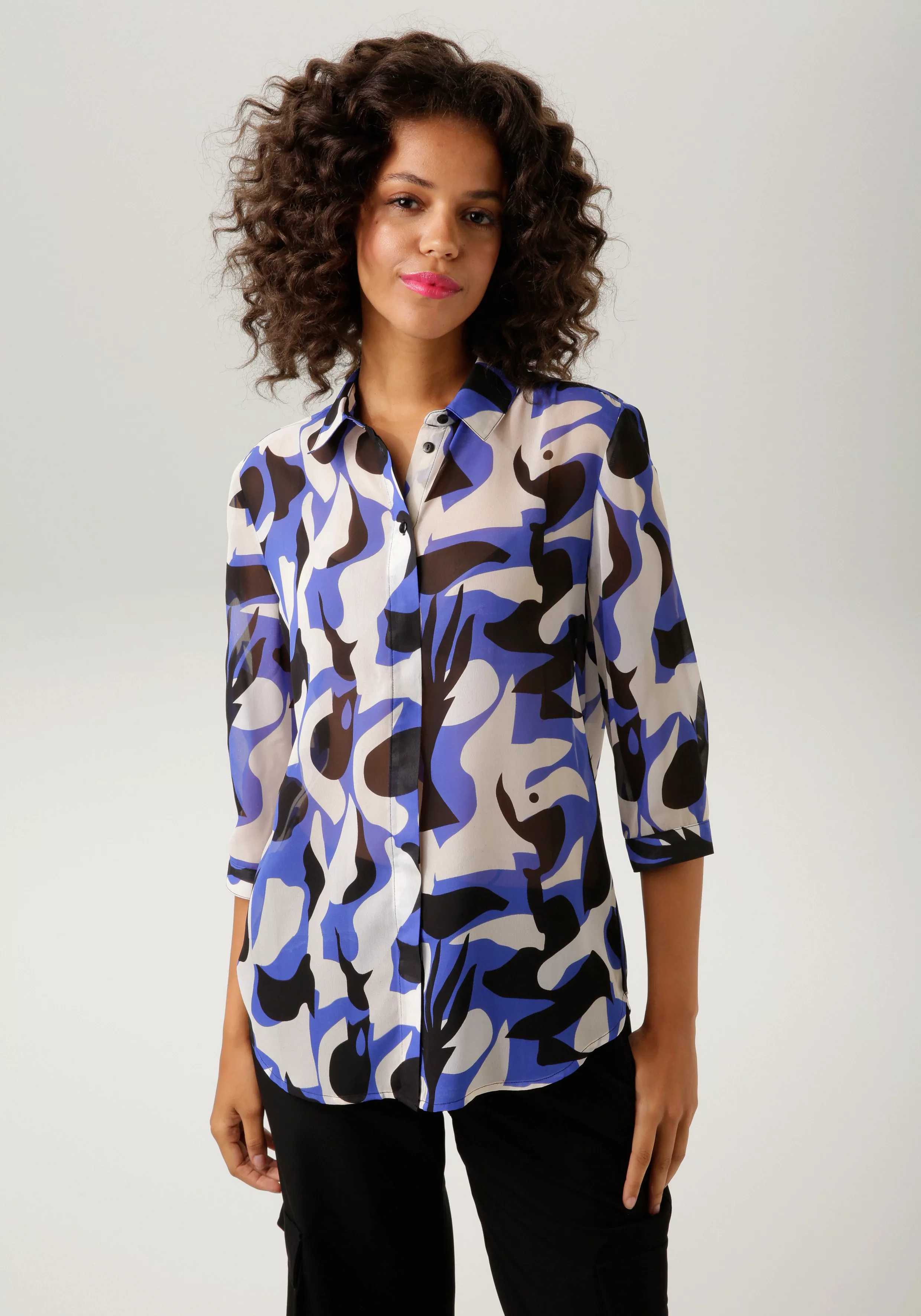 Aniston CASUAL Hemdbluse, mit ausdrucksstarkem, graphischem Druck - NEUE KO günstig online kaufen