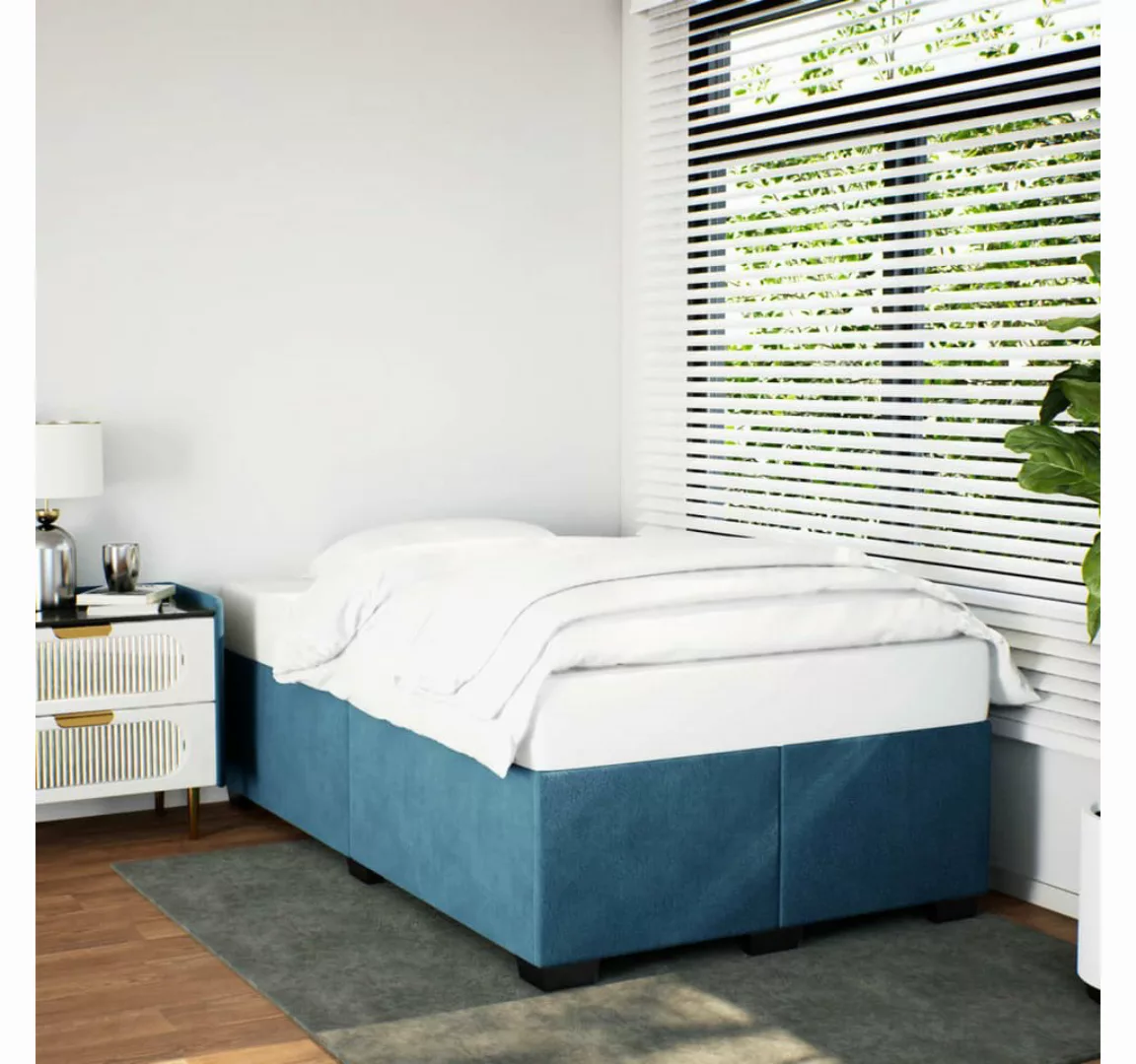 vidaXL Bett, Bettgestell Blau 120x190 cm Samt günstig online kaufen