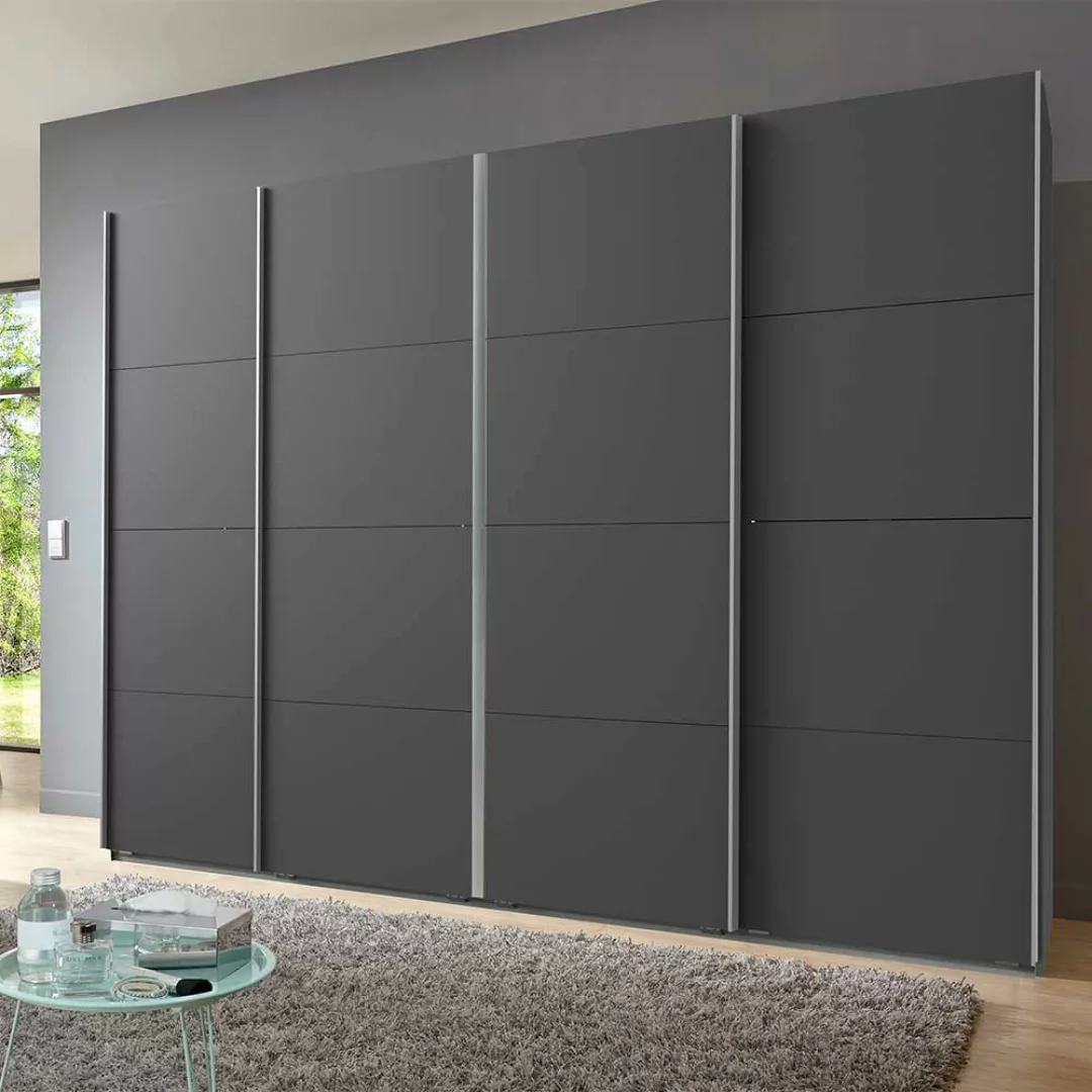 Schwebetürenkleiderschrank dunkelgrau 270 cm breit 210 cm hoch günstig online kaufen