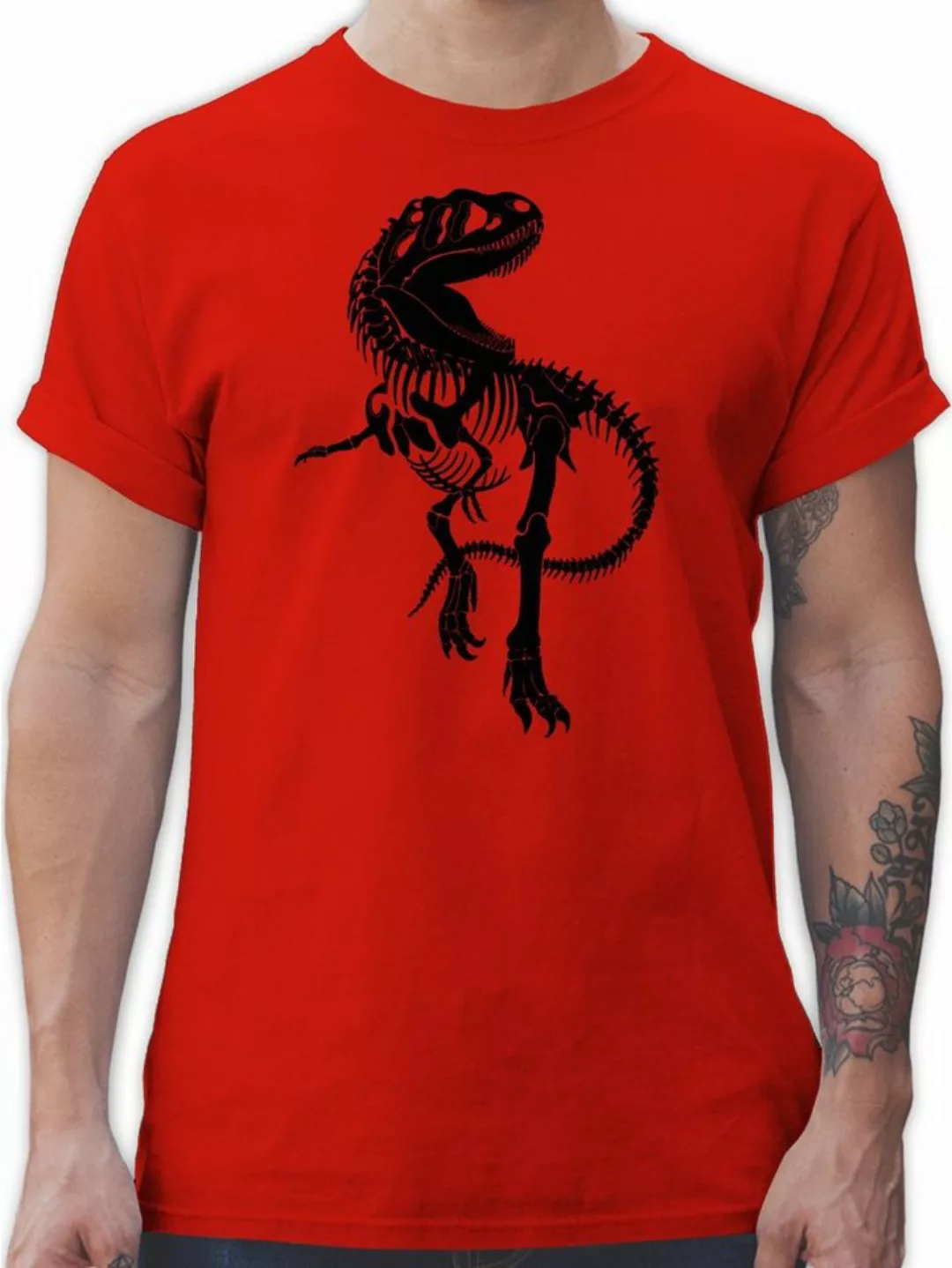 Shirtracer T-Shirt T-Rex Skelett - schwarz Tiere Zubehör günstig online kaufen