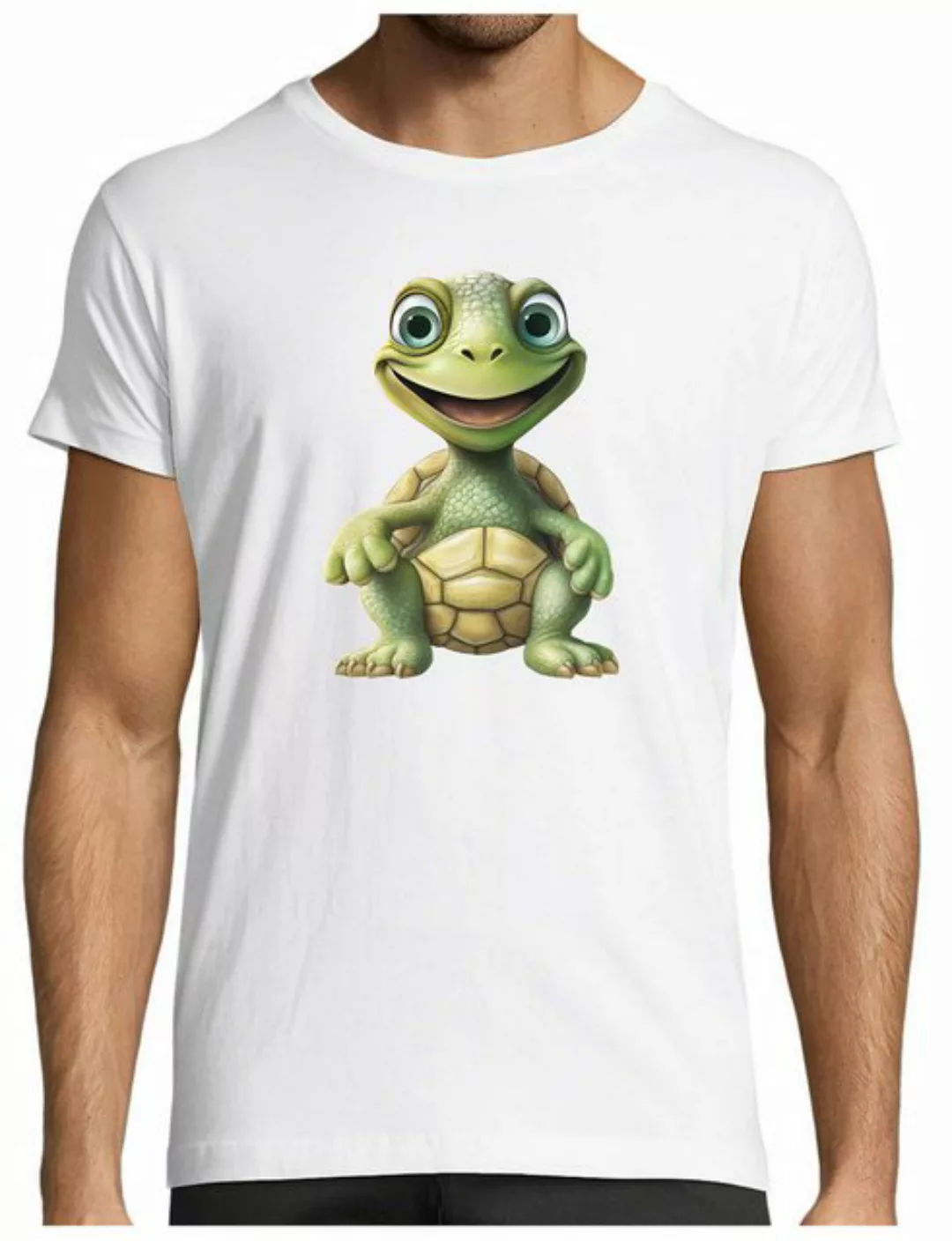 MyDesign24 T-Shirt Herren Print Shirt - Cartoon Schildkröte Brustprint Baum günstig online kaufen