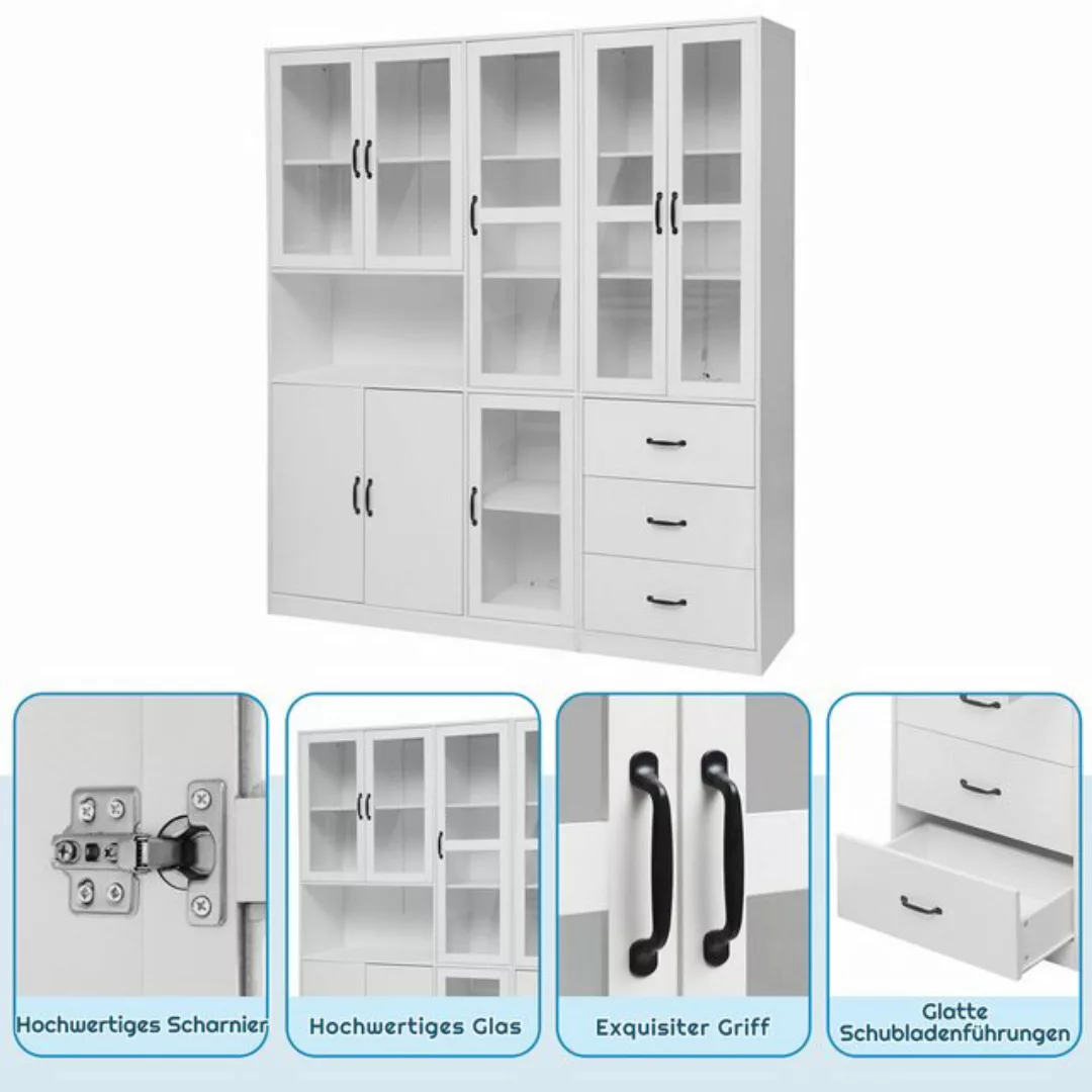 WISHDOR Standvitrine Modernes weißes Kombivitrinen-Set (Buffet Hochschrank, günstig online kaufen