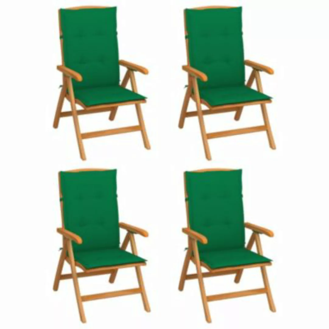 vidaXL Verstellbare Gartenstühle mit Auflagen 4 Stk. Massivholz Teak Garten günstig online kaufen