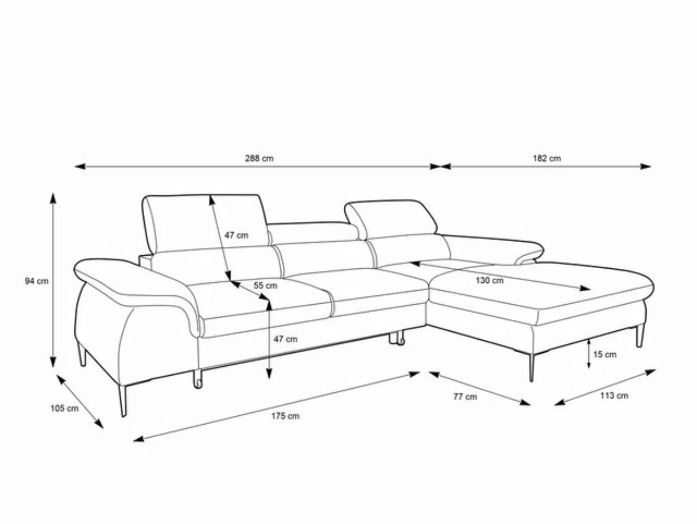 Goldstoff Ecksofa LARGO M L-Form,Schlaffunktion und Stauraum, Wellenfederke günstig online kaufen