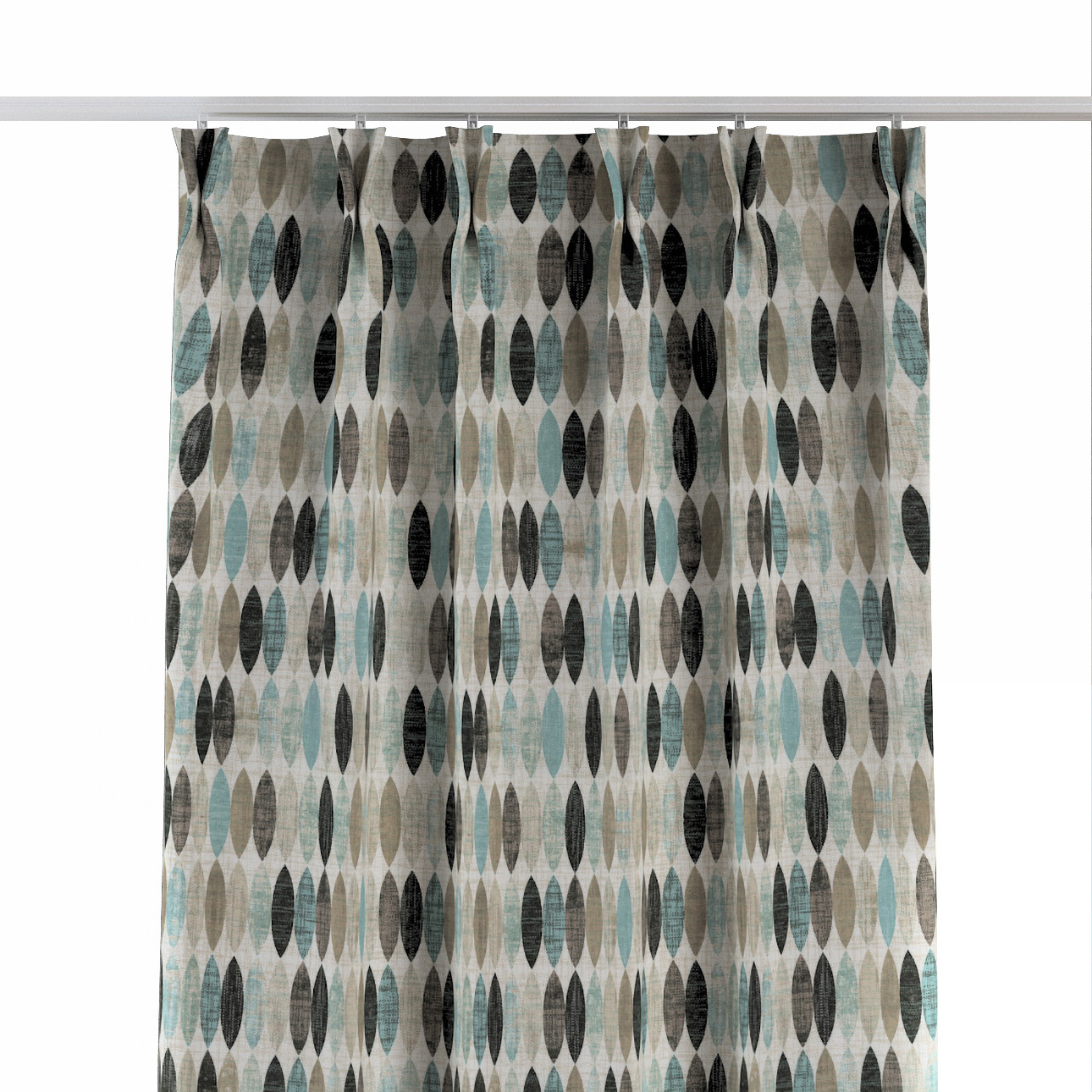 Vorhang mit flämischen 2-er Falten, blau-beige, Modern (141-91) günstig online kaufen