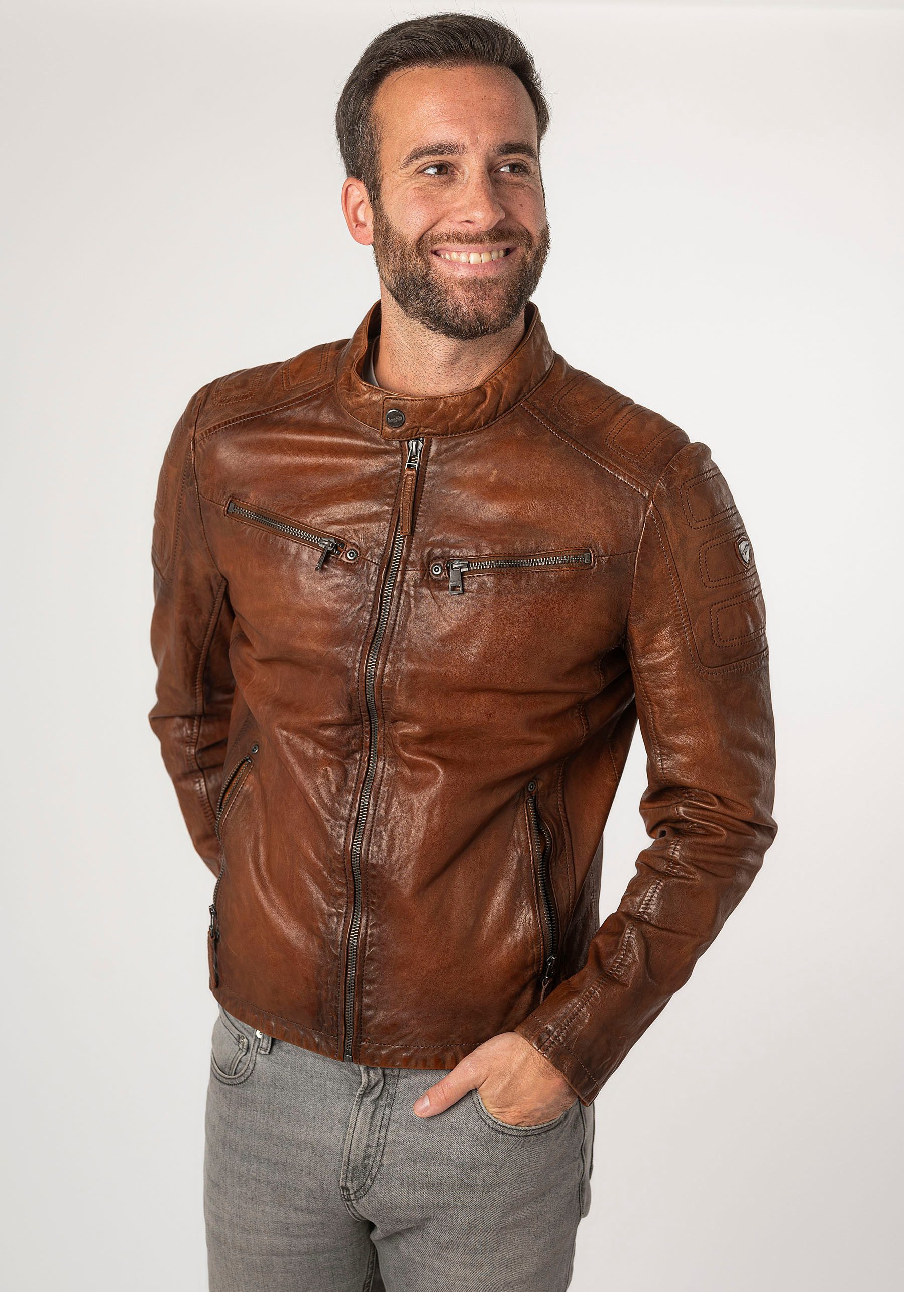 Mauritius Lederjacke MMReeser mti Reißverschluss, Stehkragen, günstig online kaufen