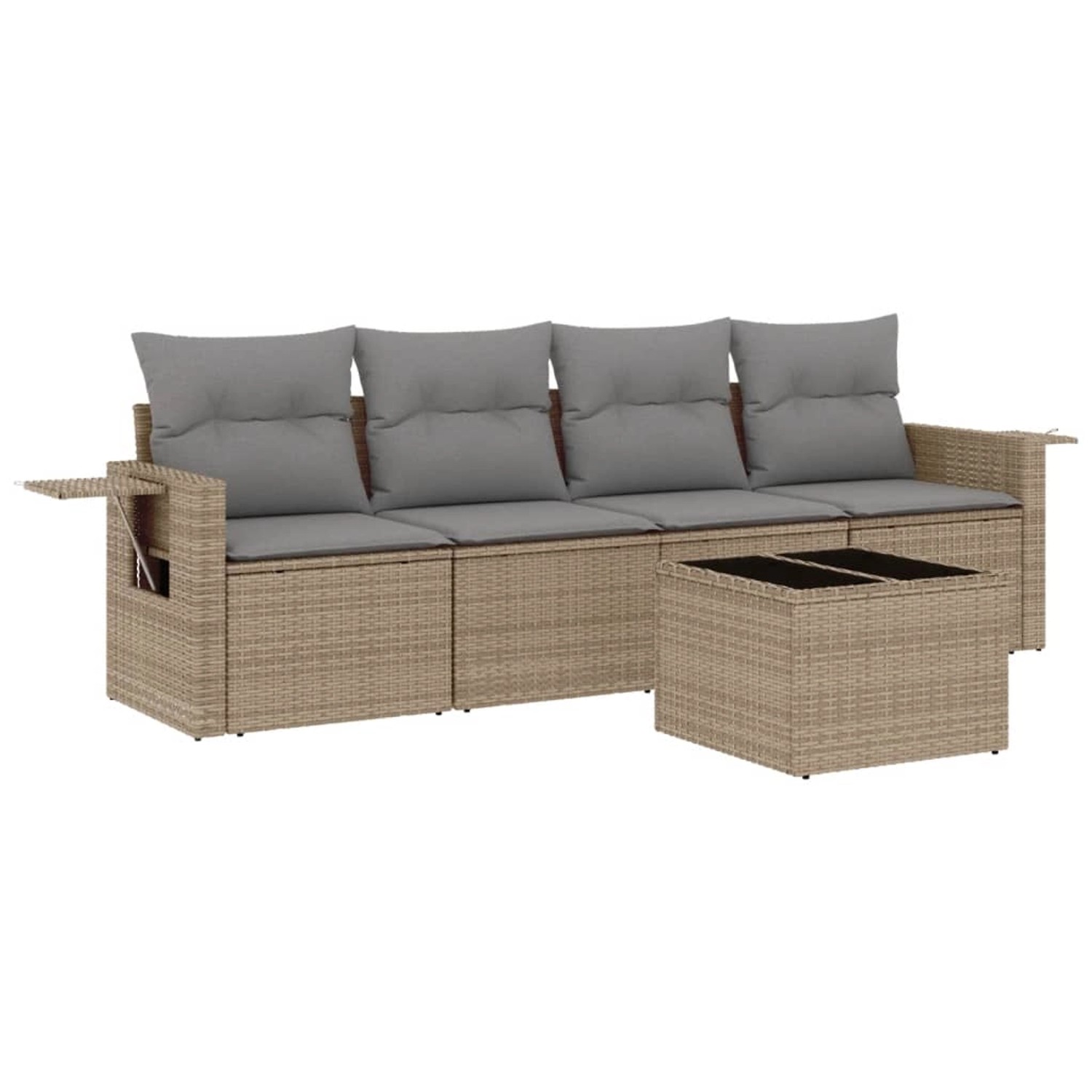 vidaXL 5-tlg Garten-Sofagarnitur mit Kissen Beige Poly Rattan Modell 141 günstig online kaufen