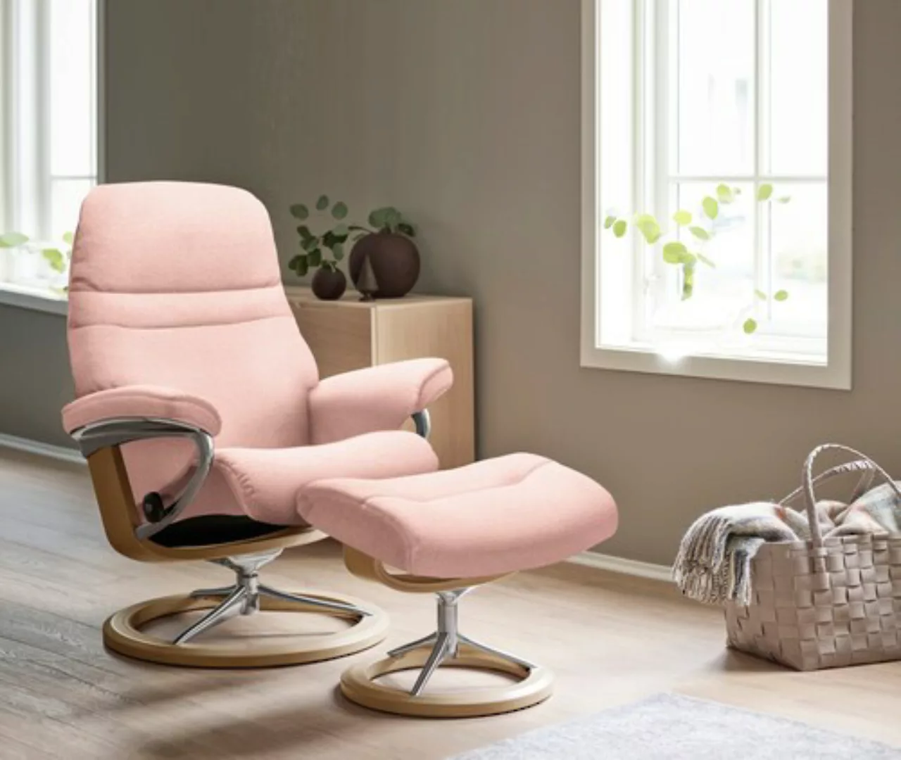 Stressless® Relaxsessel »Sunrise«, (Set, Relaxsessel mit Hocker), mit Signa günstig online kaufen