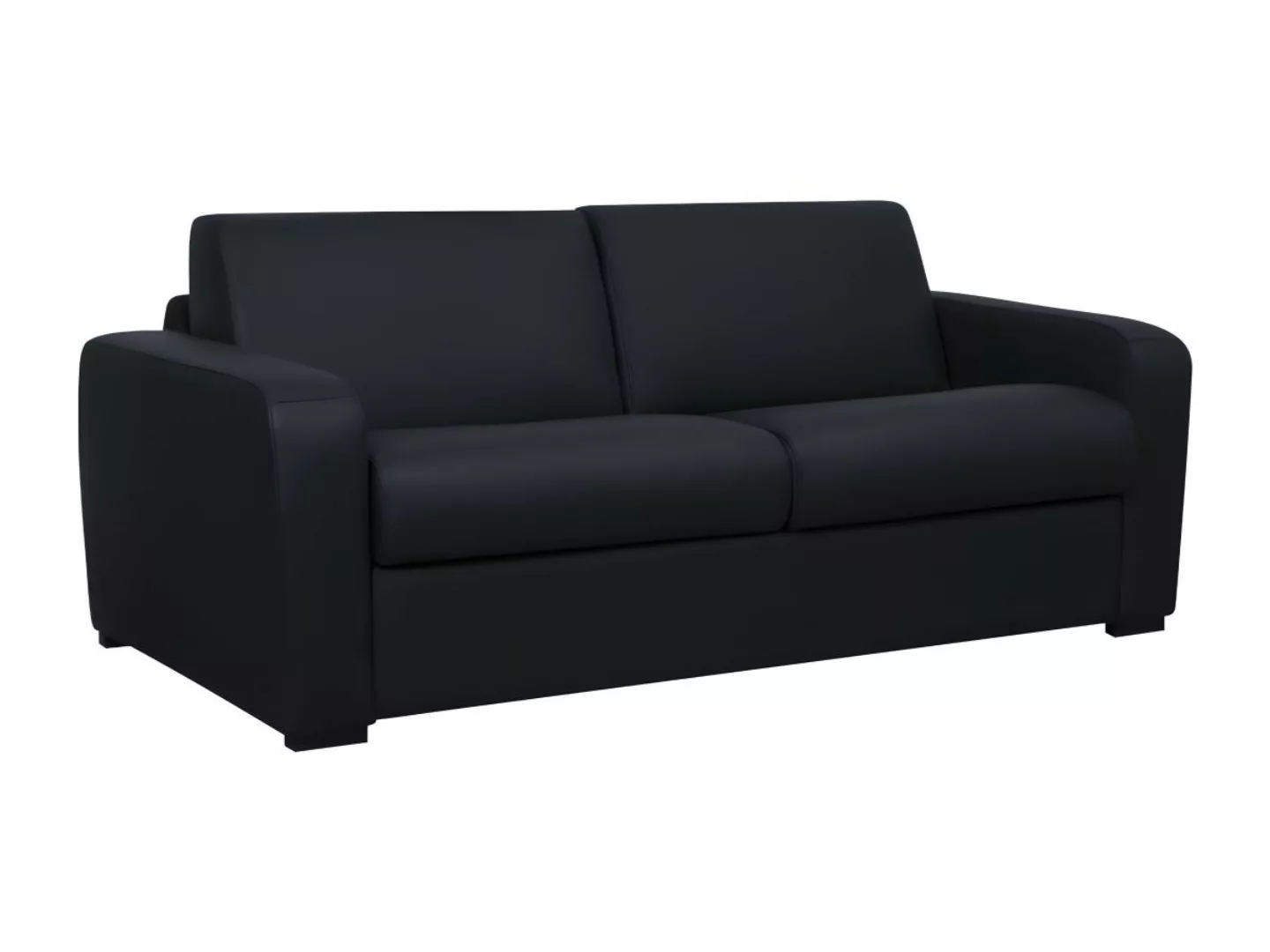 Schlafsofa mit Matratze 4-Sitzer - Matratze 22 cm - Leder - Schwarz - BEVIS günstig online kaufen