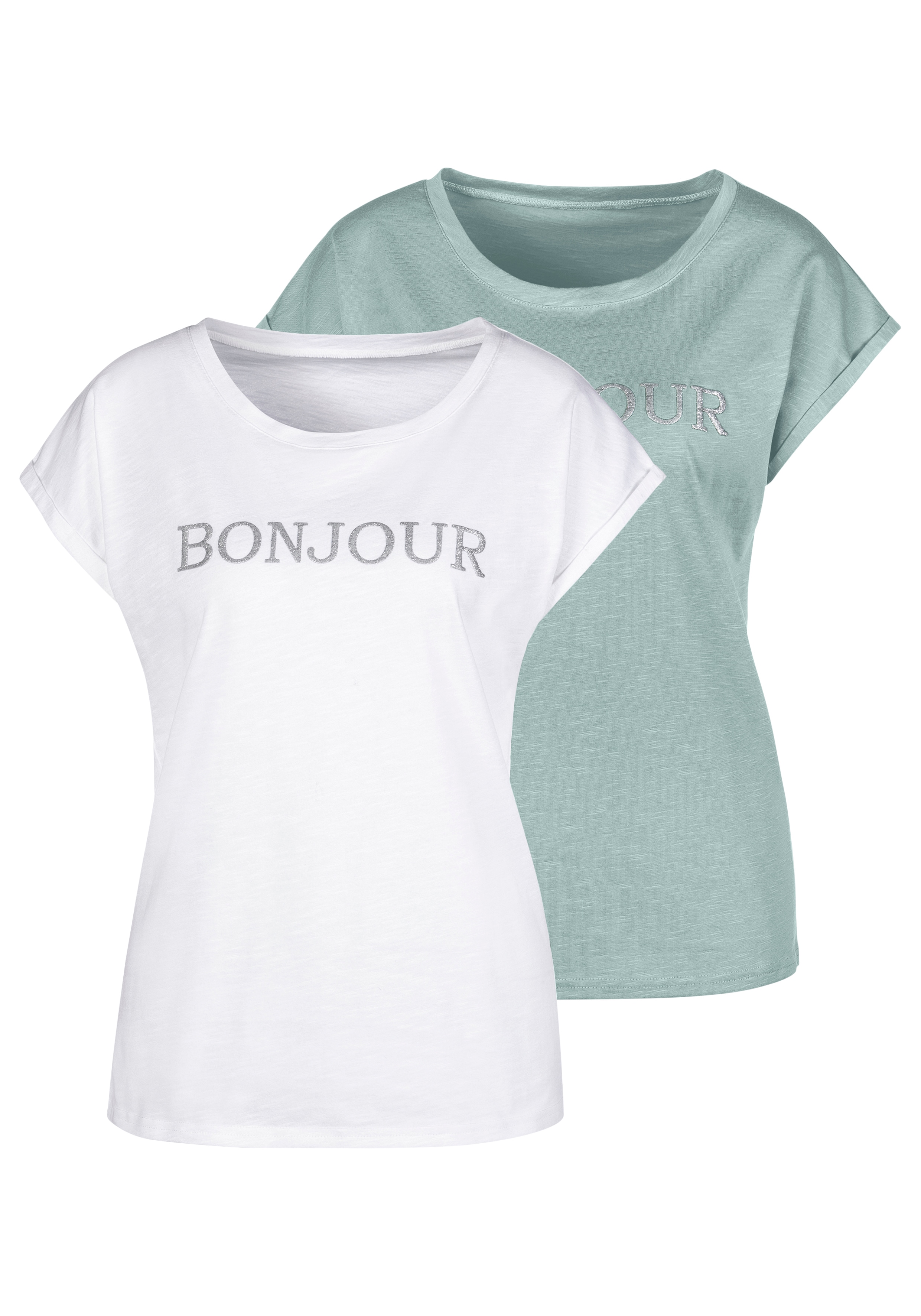 Vivance T-Shirt, mit modischem Frontdruck "Bonjour" günstig online kaufen