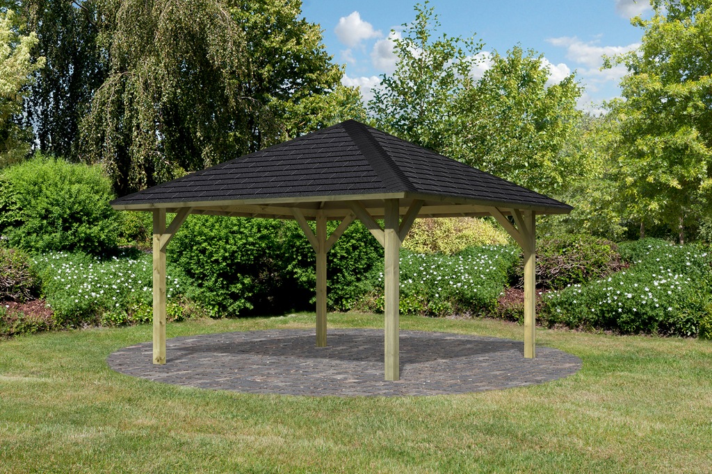 Karibu Pavillon "Holm 1", (Set), BxTxH: 431x431x315 cm, mit schwarzen Dachs günstig online kaufen