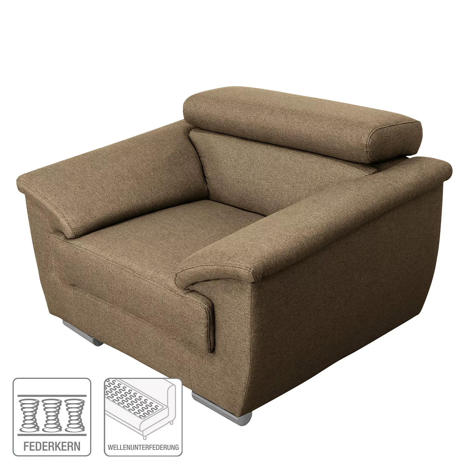 home24 Modoform Sessel Swaine Sandgrau Webstoff 119x78x100 cm (BxHxT) günstig online kaufen
