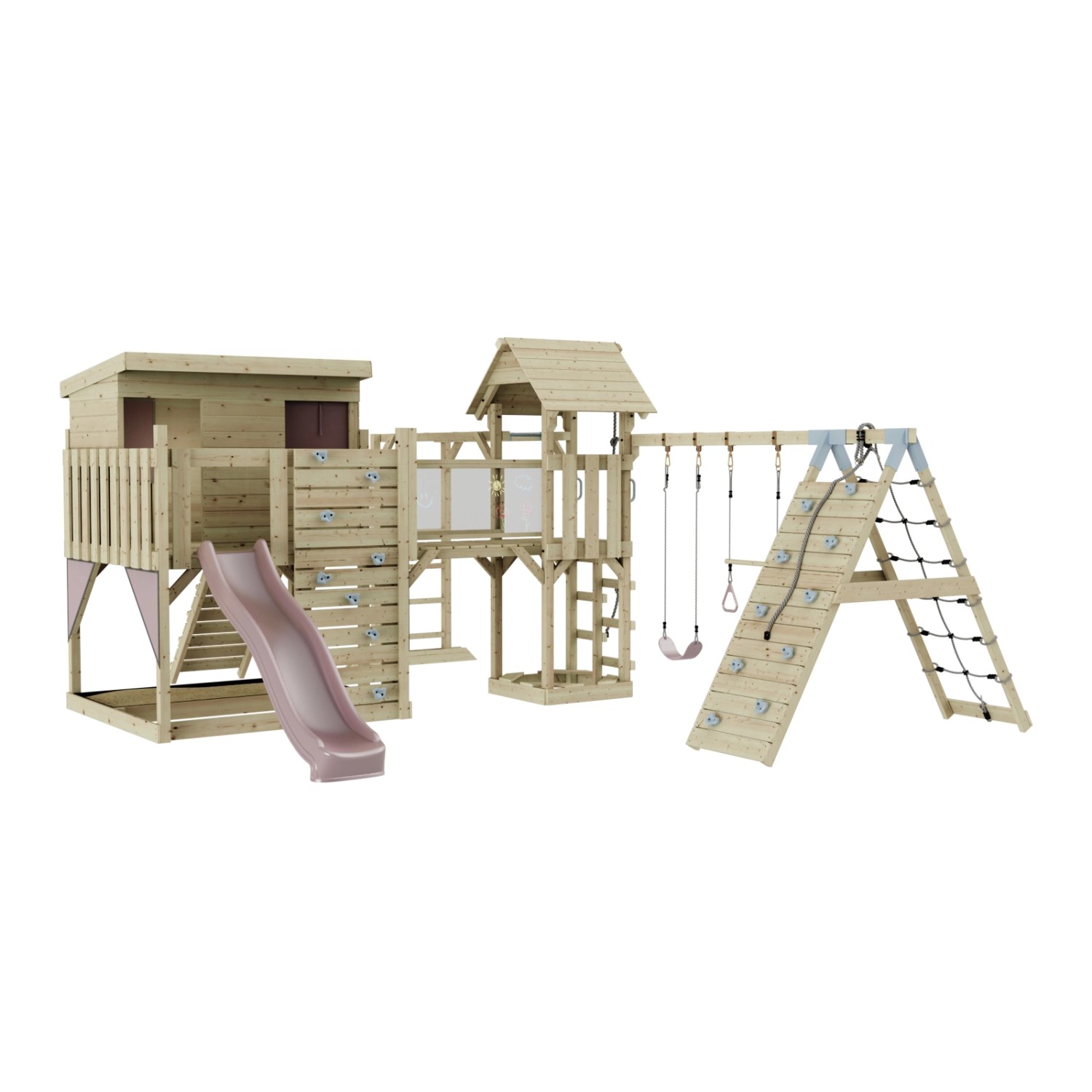 OutdoorToys Spielturm Malin mit Trapezschaukel Altrosa günstig online kaufen