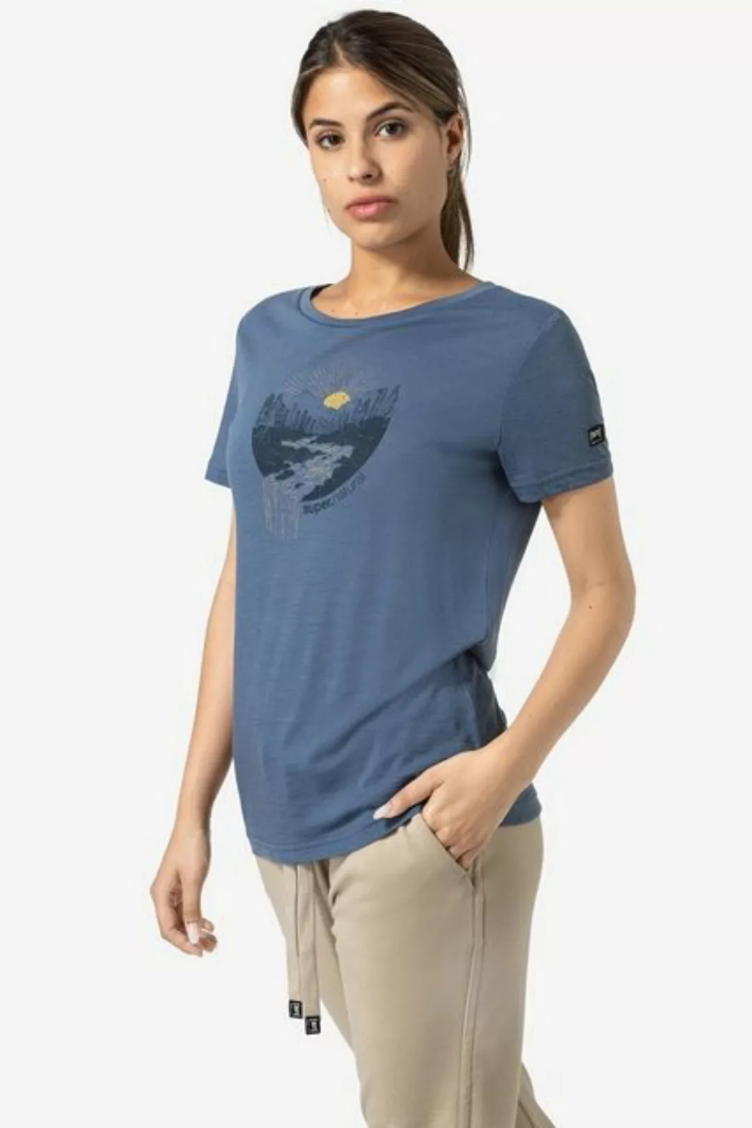 SUPER.NATURAL Print-Shirt Merino T-Shirt W WATERFALL TEE funktioneller Meri günstig online kaufen
