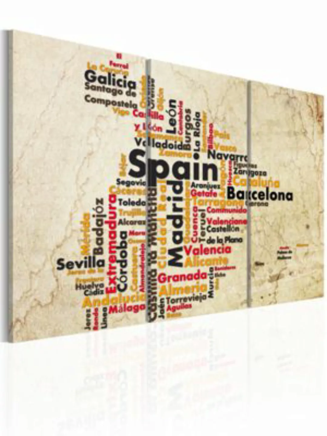 artgeist Wandbild Spanien: Landkarte in Nationalfarben mehrfarbig Gr. 60 x günstig online kaufen