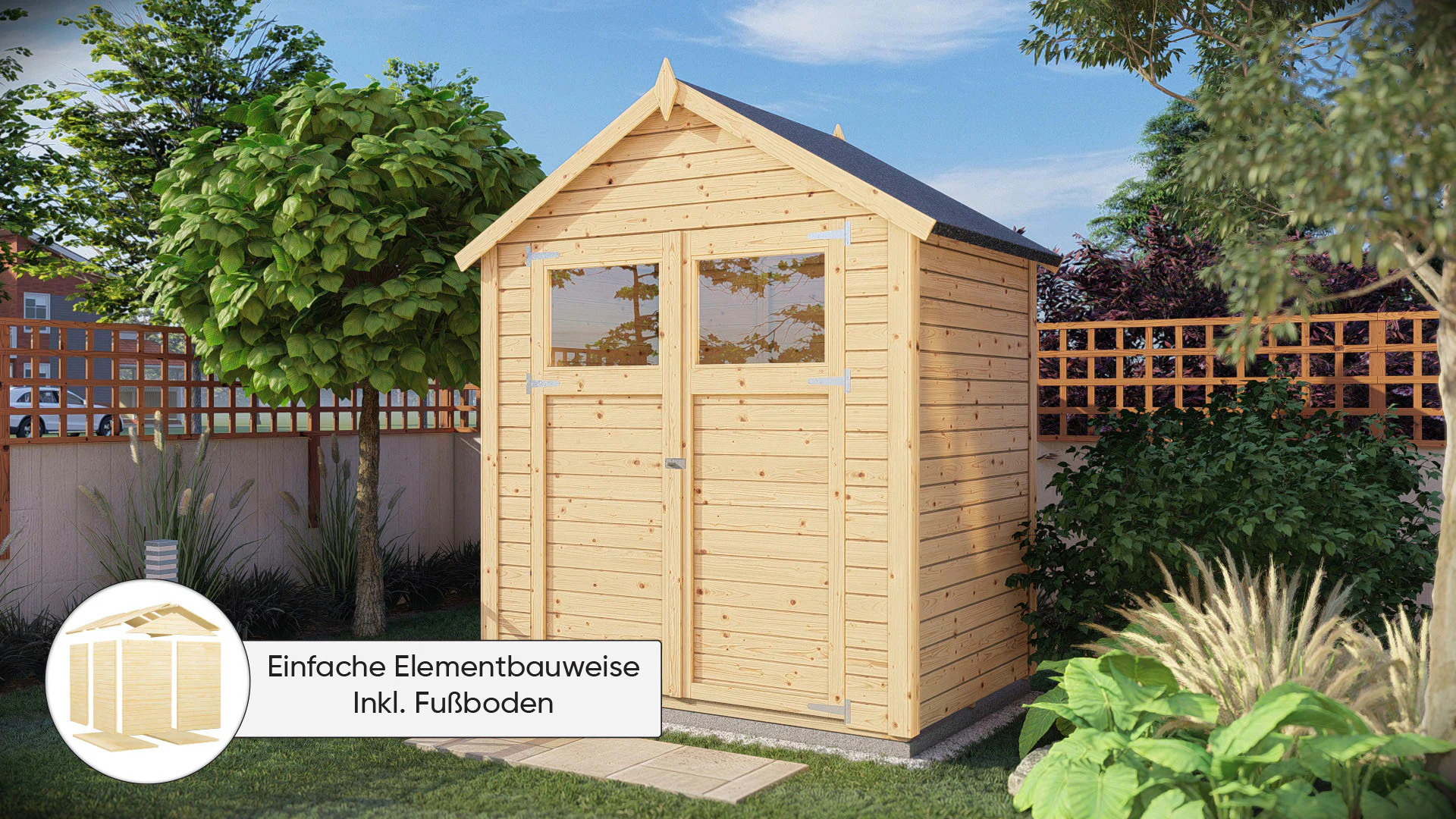 Bertilo Holz-Gartenhaus Sylt 180 cm x 121 cm Natur FSC® günstig online kaufen