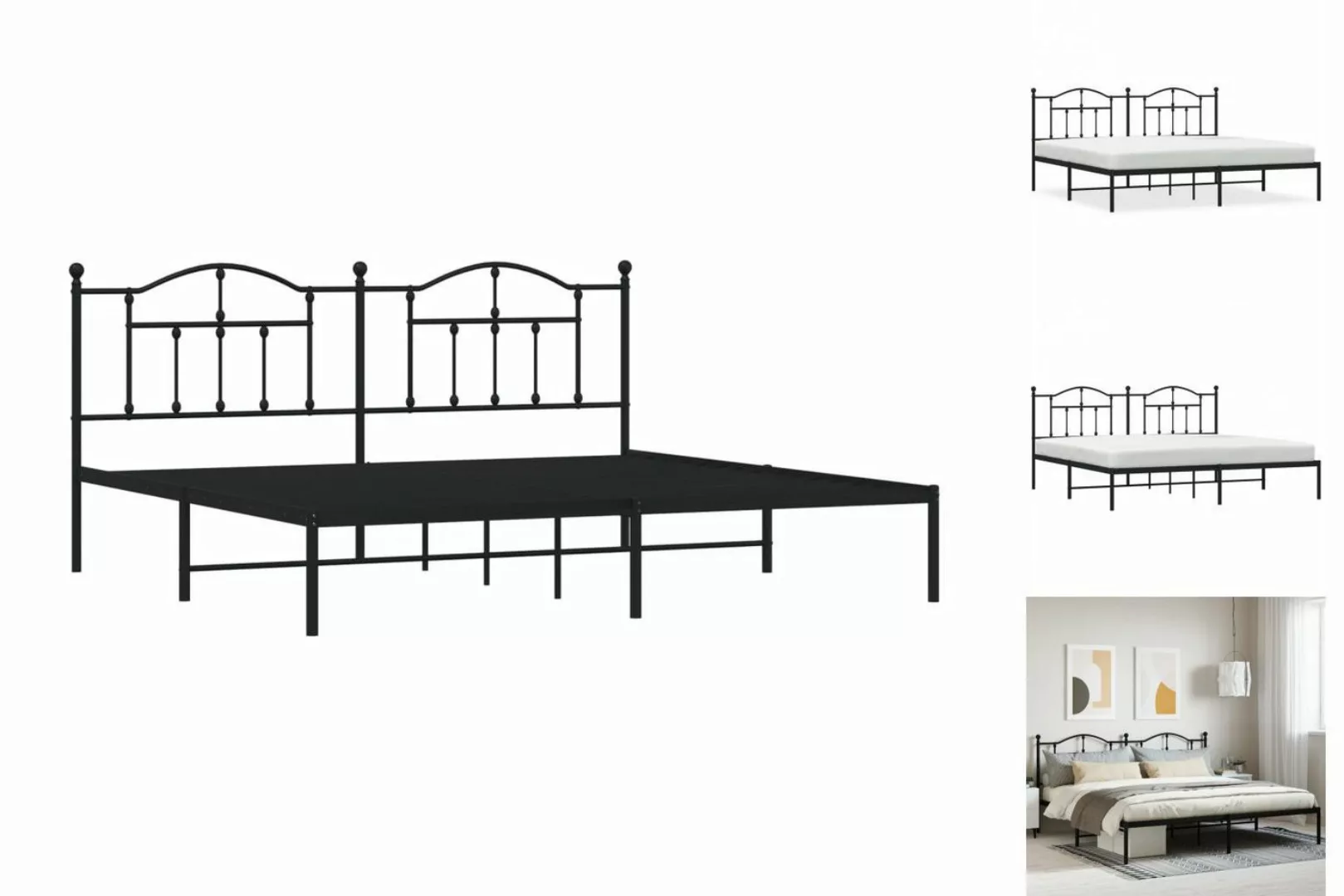 vidaXL Bettgestell Bettrahmen mit Kopfteil Metall Weiß 200x200 cm Bett Bett günstig online kaufen