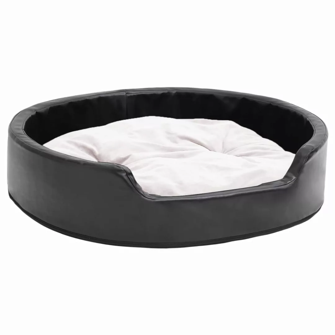 Hundebett Schwarz-beige 79x70x19 Cm Plüsch Und Kunstleder günstig online kaufen