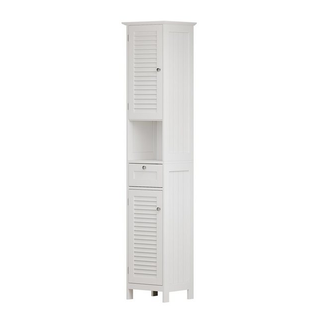 Vicco Hochschrank Riad, Weiß, 32 x 170 cm mit Türen, Schublade und offenem günstig online kaufen