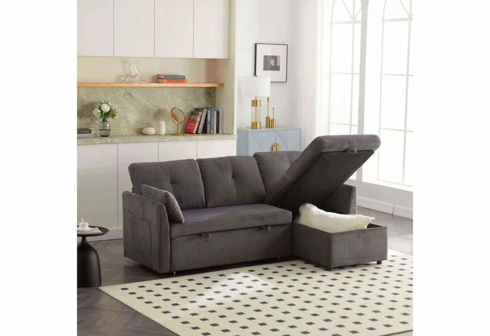 KoDise Sofa Ecksofa Schlafsofa Polstermöbel mit Stauraum, Samtbezug, Auszie günstig online kaufen