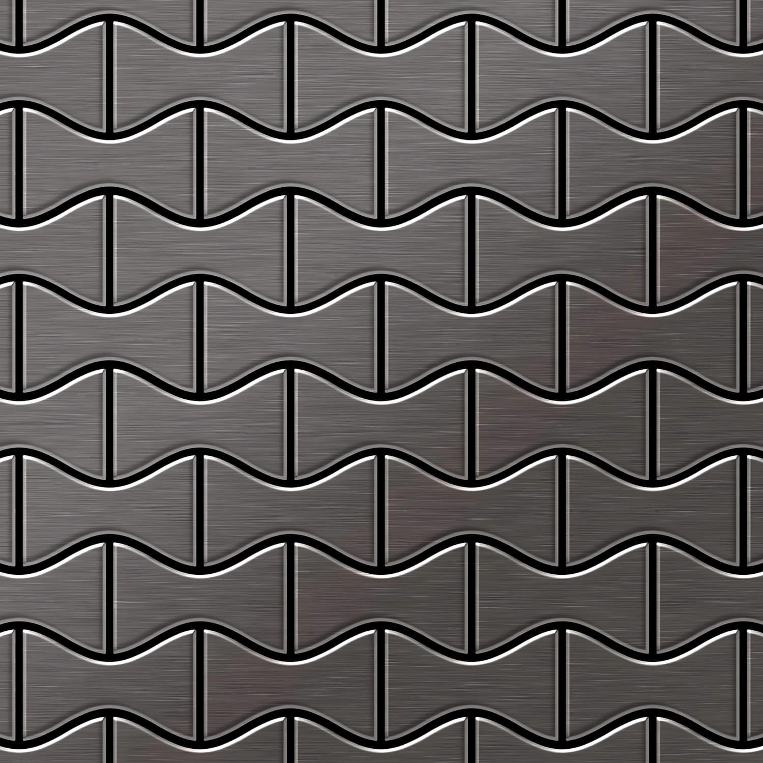 ALLOY Mosaik Fliese Massiv Metall Titan Gebürstet Dunkelgrau 1,6mm Stark Ki günstig online kaufen