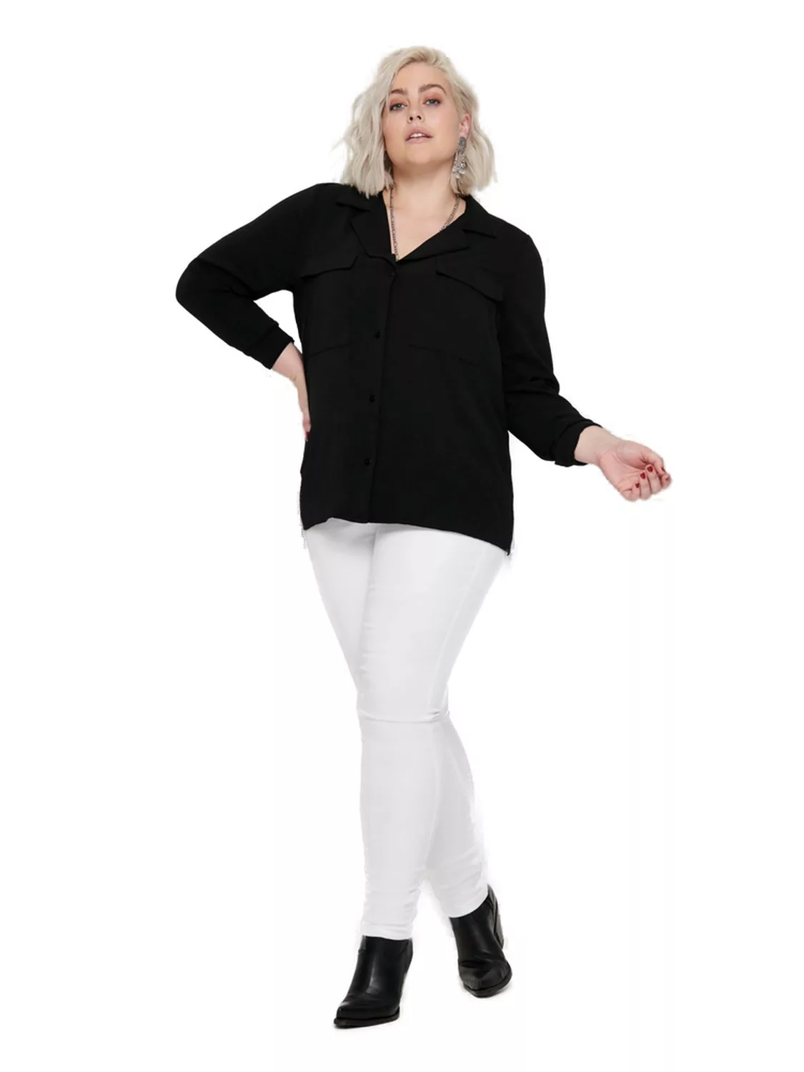 Only Curve – Augusta – Eng geschnittene Jeans in Weiß mit hoher Taille günstig online kaufen