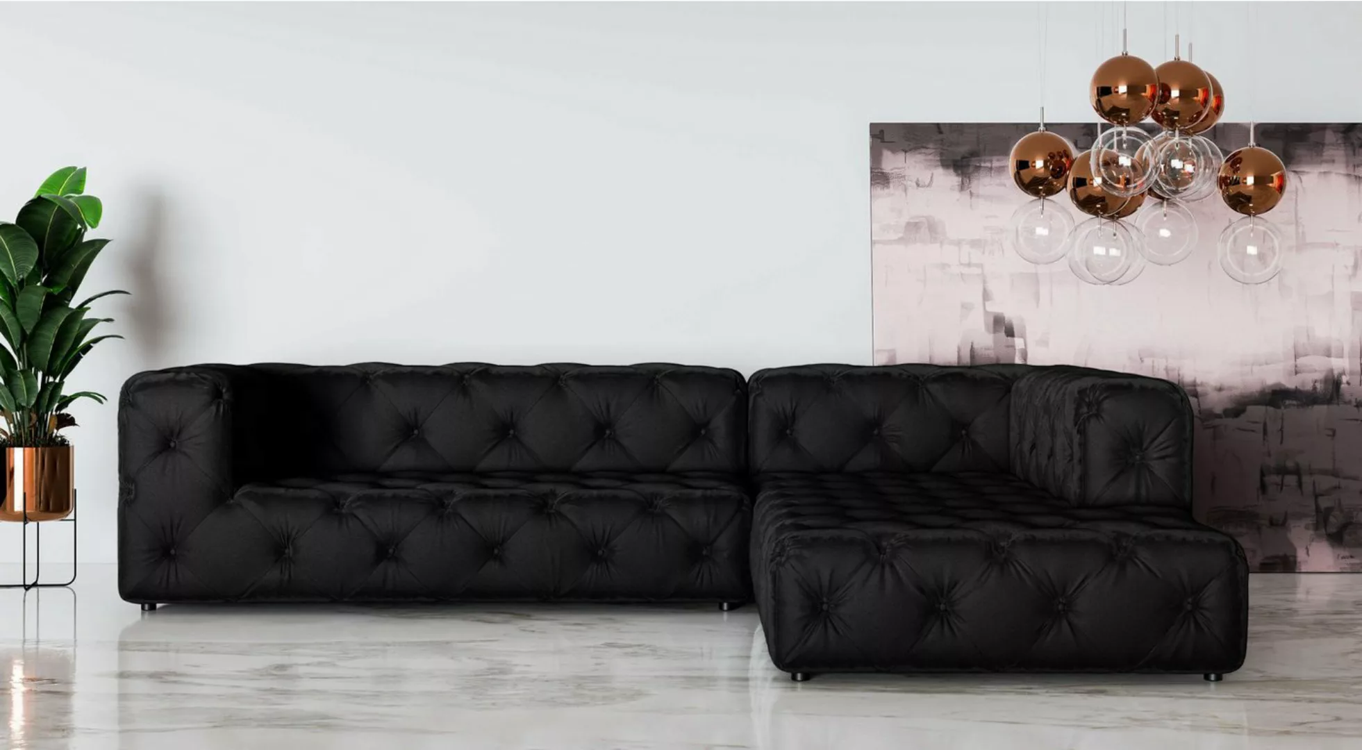 Places of Style Ecksofa FOLLINA, L-Form, mit klassischer Chesterfield-Knopf günstig online kaufen