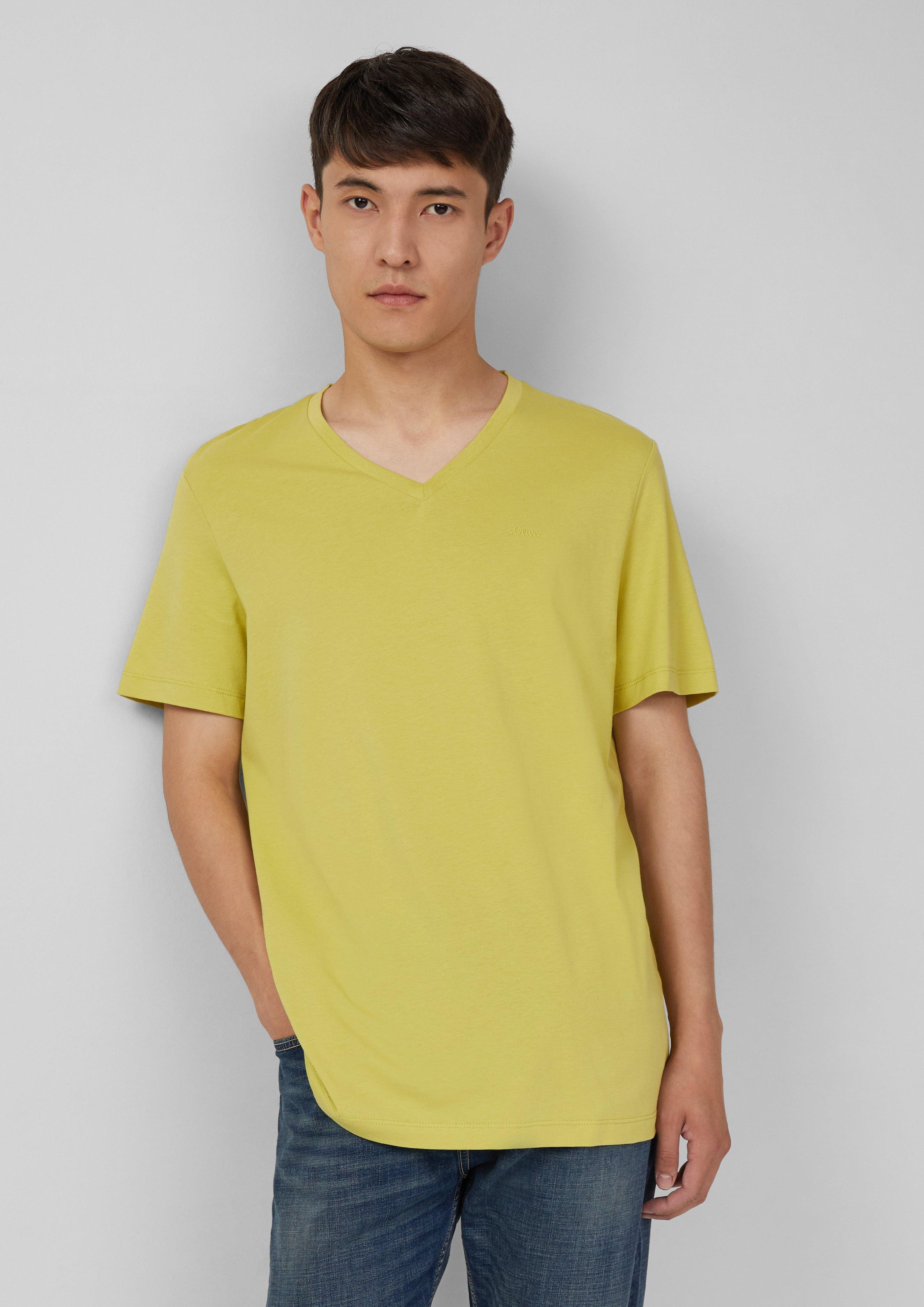 s.Oliver Kurzarmshirt Baumwoll-T-Shirt mit V-Ausschnitt und günstig online kaufen