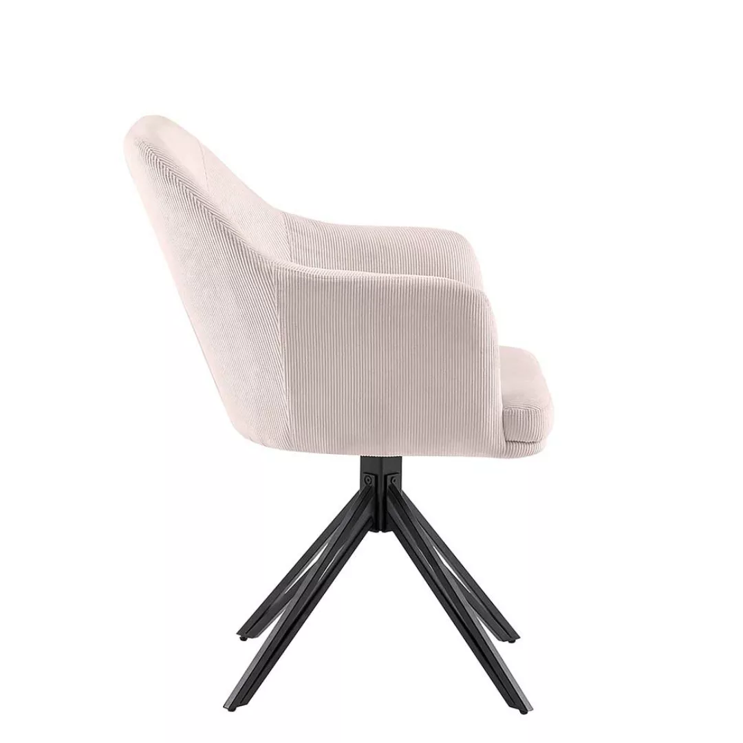 Rosa Esstisch Stühle drehbar aus Cord Gestell aus Metall (2er Set) günstig online kaufen