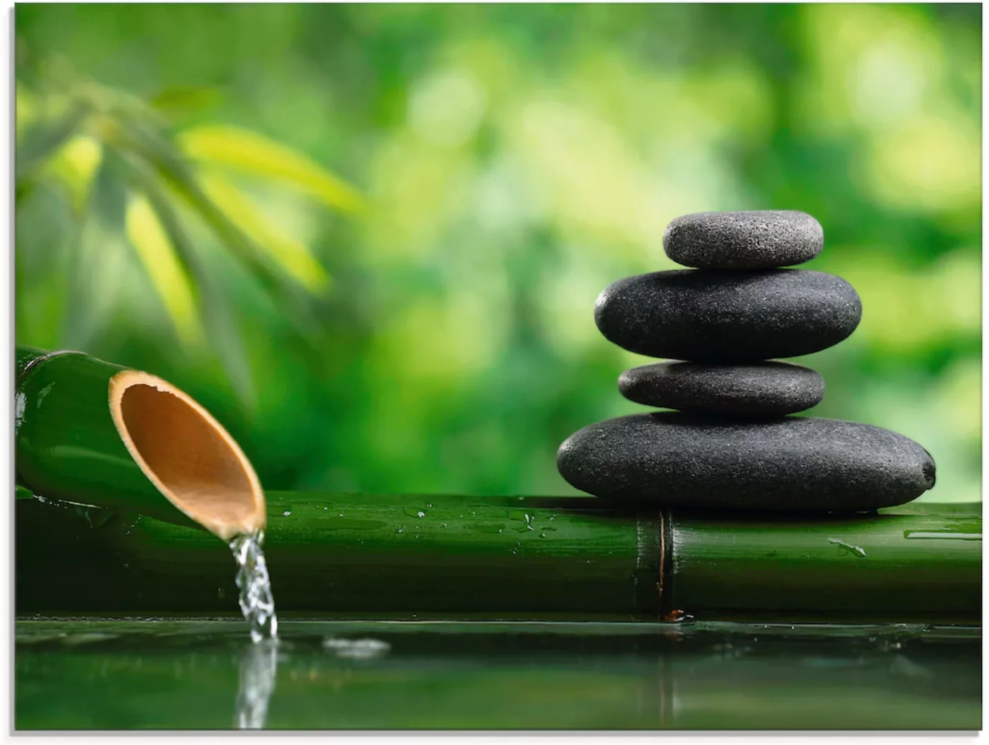 Artland Glasbild "Bambusbrunnen und Zen-Stein", Zen, (1 St.) günstig online kaufen