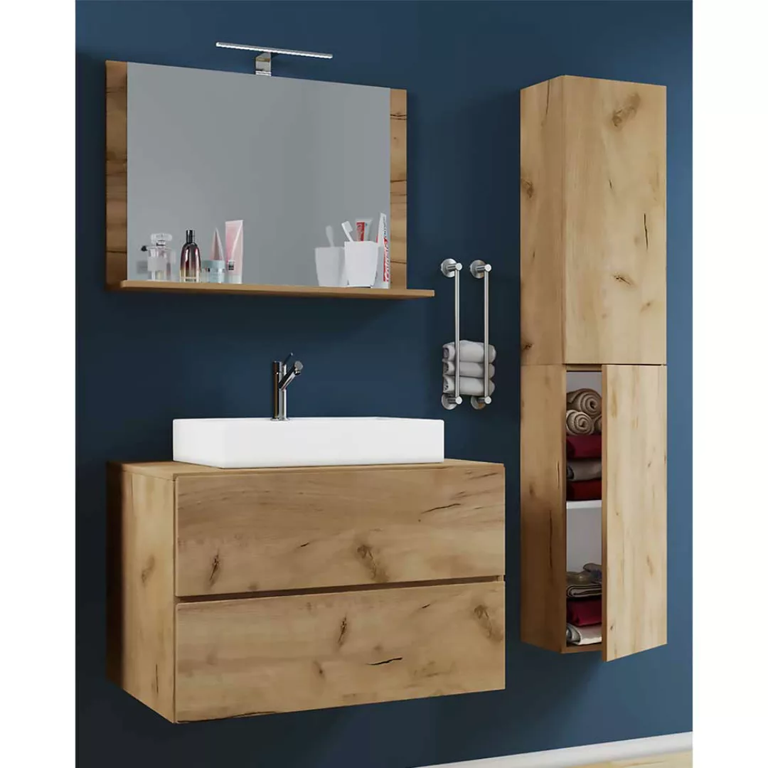 Badezimmer Möbel Holzoptik zur Wandmontage (dreiteilig) günstig online kaufen