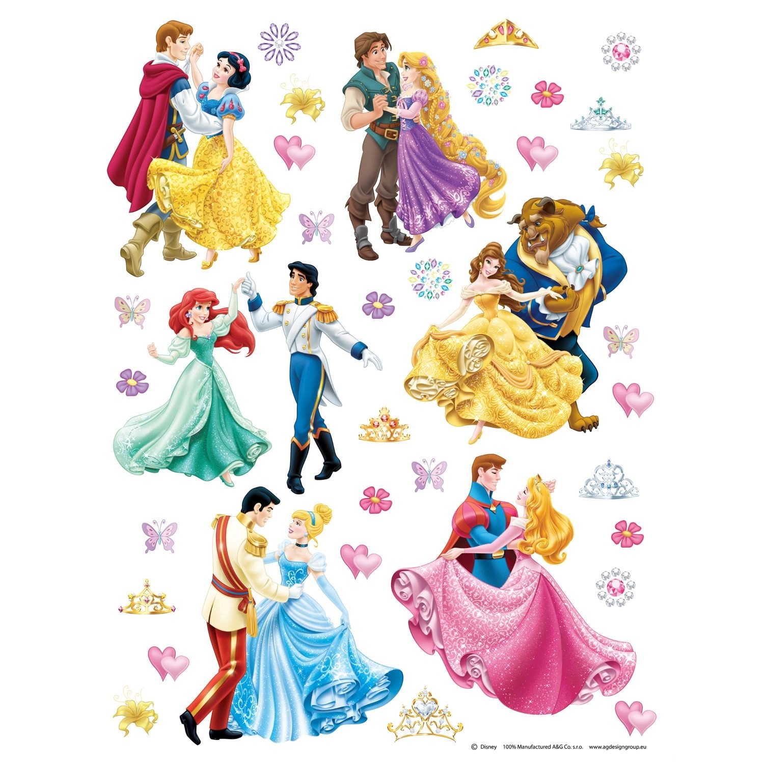 Disney Wandtattoo Prinzessinnen Gelb Rosa Lila und Blau 65 x 85 cm 600141 günstig online kaufen