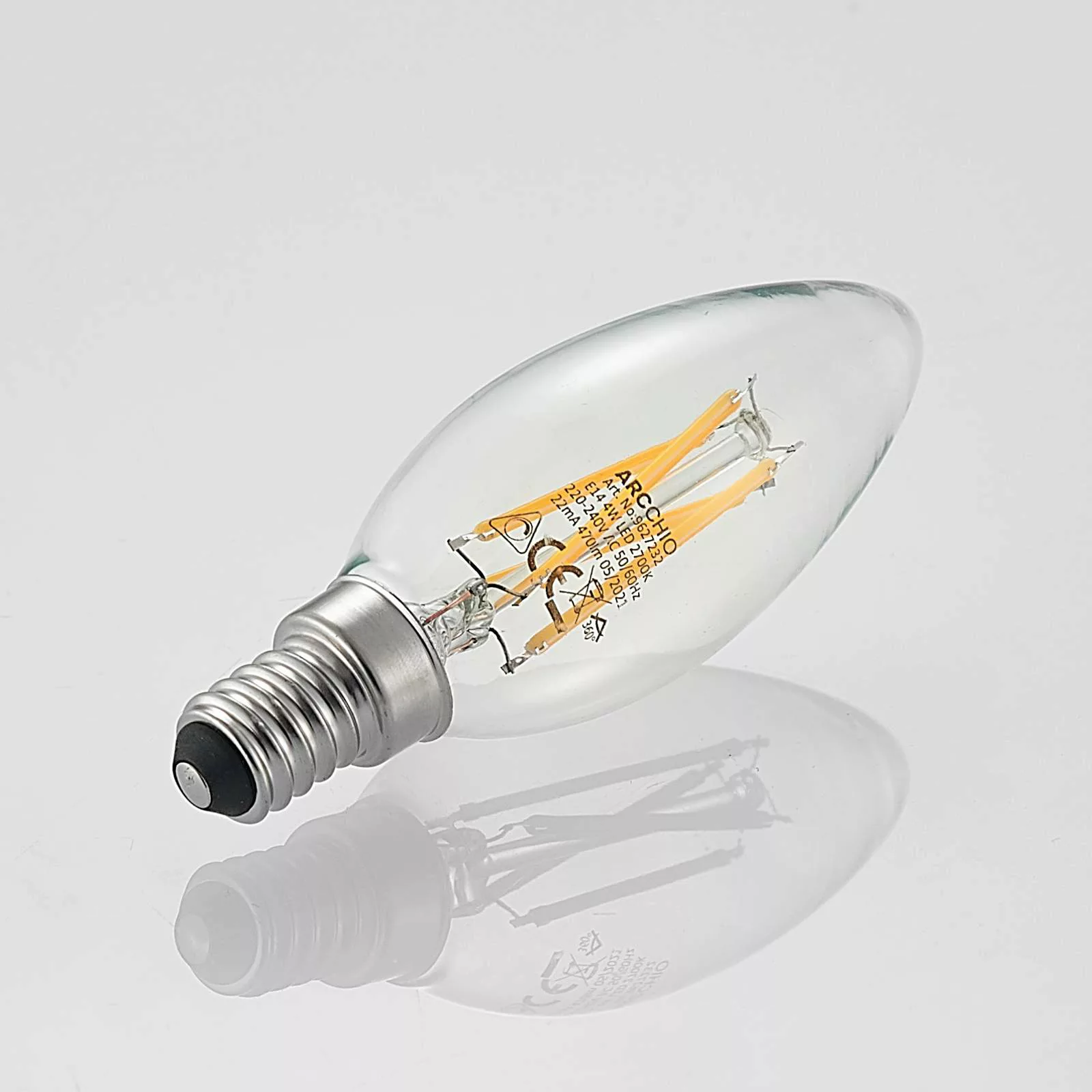 LED-Lampe E14 4W 2.700K Kerze, Filament, dimmbar günstig online kaufen