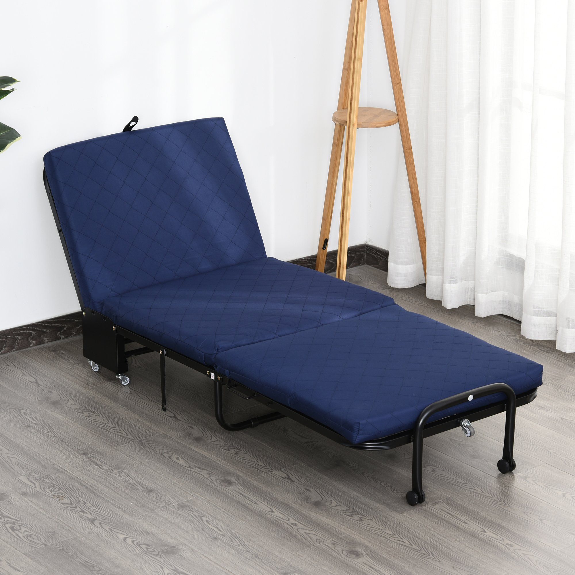 HOMCOM Gästebett 2-in-1 Klappbett mit Rollen Stahl Blau 184 x 65 x 26 cm günstig online kaufen