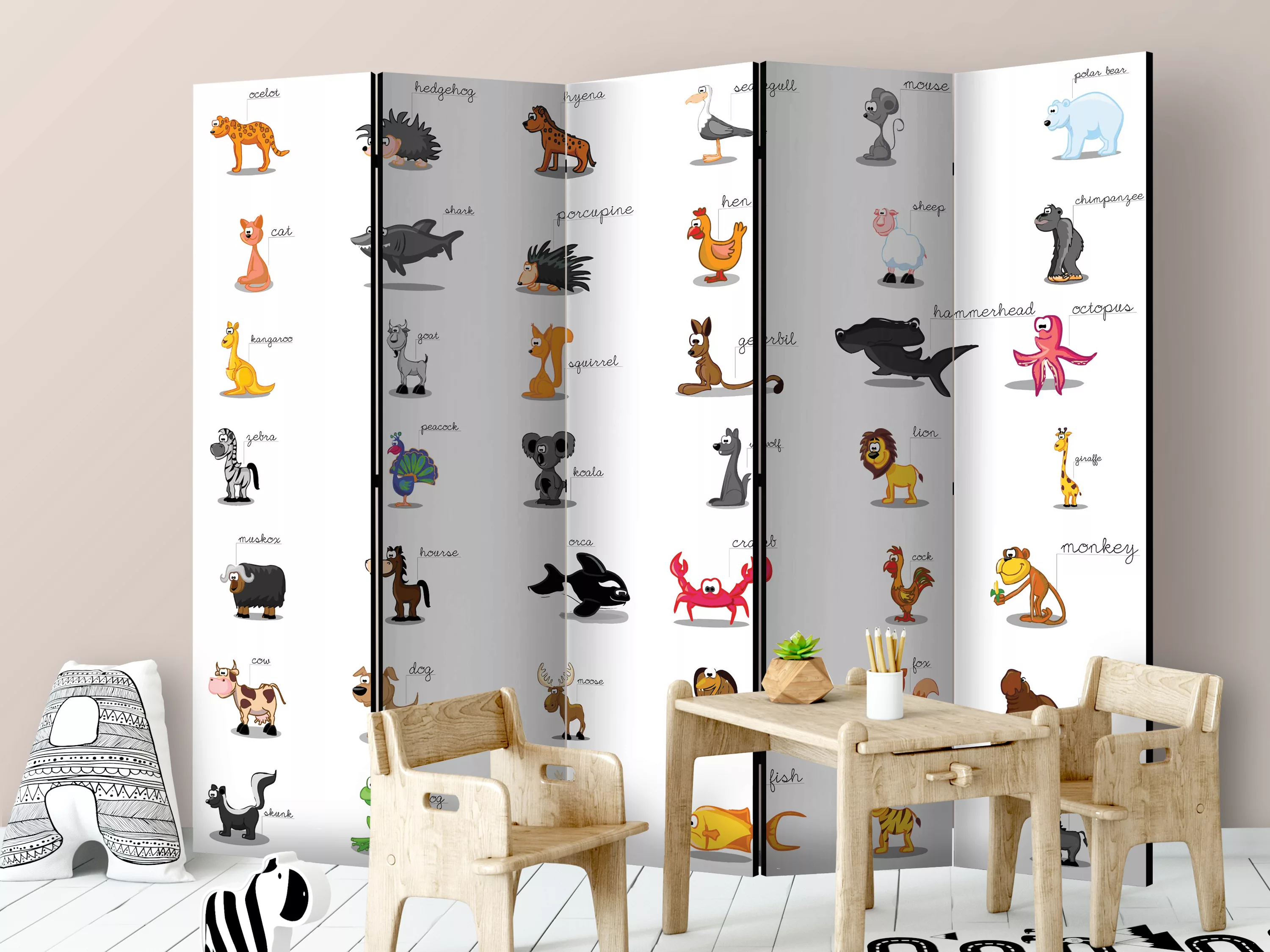5-teiliges Paravent - Learning By Playing (animals) Ii [room Dividers] günstig online kaufen