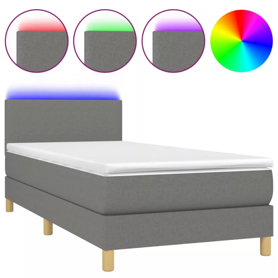 Vidaxl Boxspringbett Mit Matratze & Led Dunkelgrau 100x200 Cm Stoff günstig online kaufen