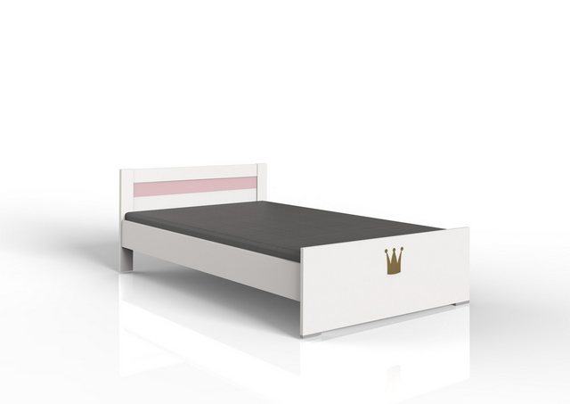 Wimex Bett in WEISS + ABSETZUNGEN ROSE (BxHxT: 126x72x204 cm) günstig online kaufen