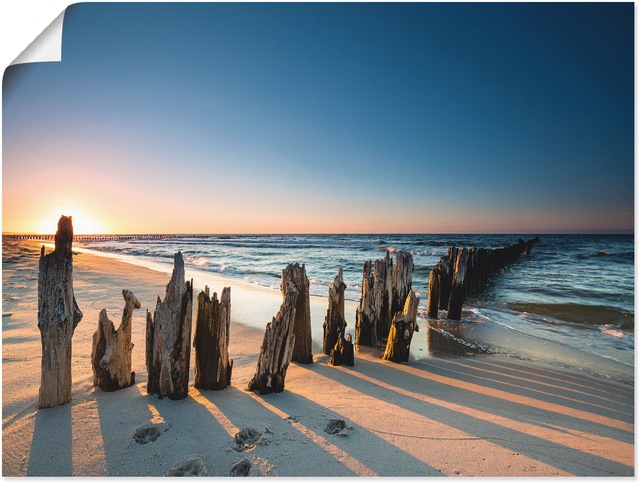 Artland Wandbild »Sonnenuntergang Strand Wellenbrecher«, Meer Bilder, (1 St günstig online kaufen