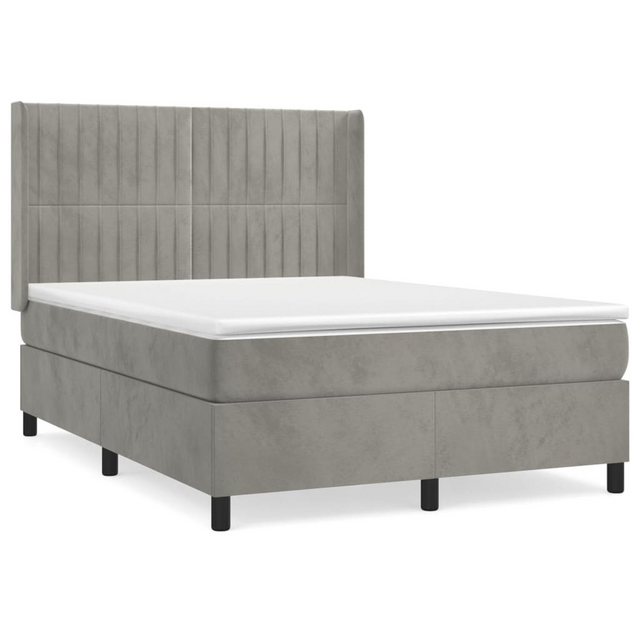 vidaXL Boxspringbett mit Matratze Hellgrau 140x200 cm Samt1466588 günstig online kaufen