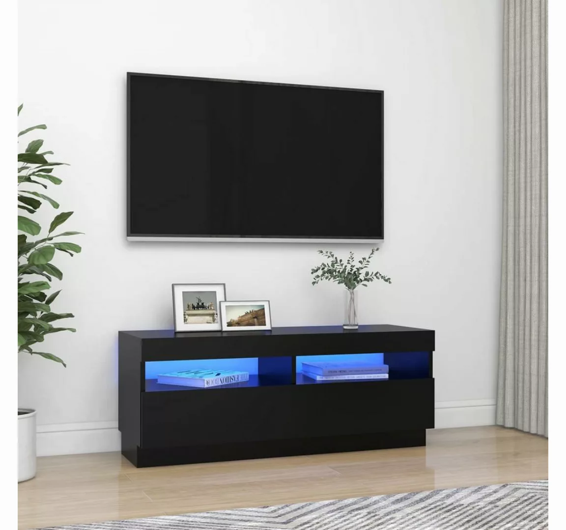 vidaXL TV-Schrank TV-Schrank mit LED Leuchten Schwarz 100x35x40 cm Lowboard günstig online kaufen