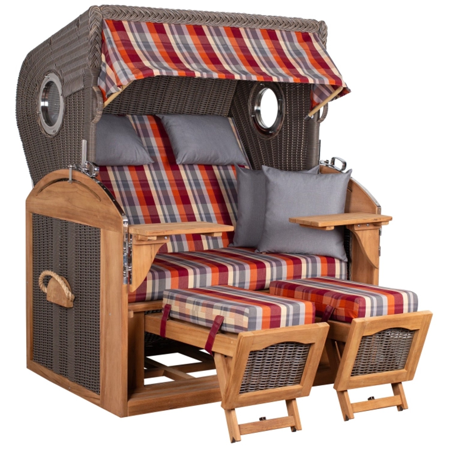 GarWoh Strandkorb Horum XL Teak PE Grey Dessin 584 günstig online kaufen