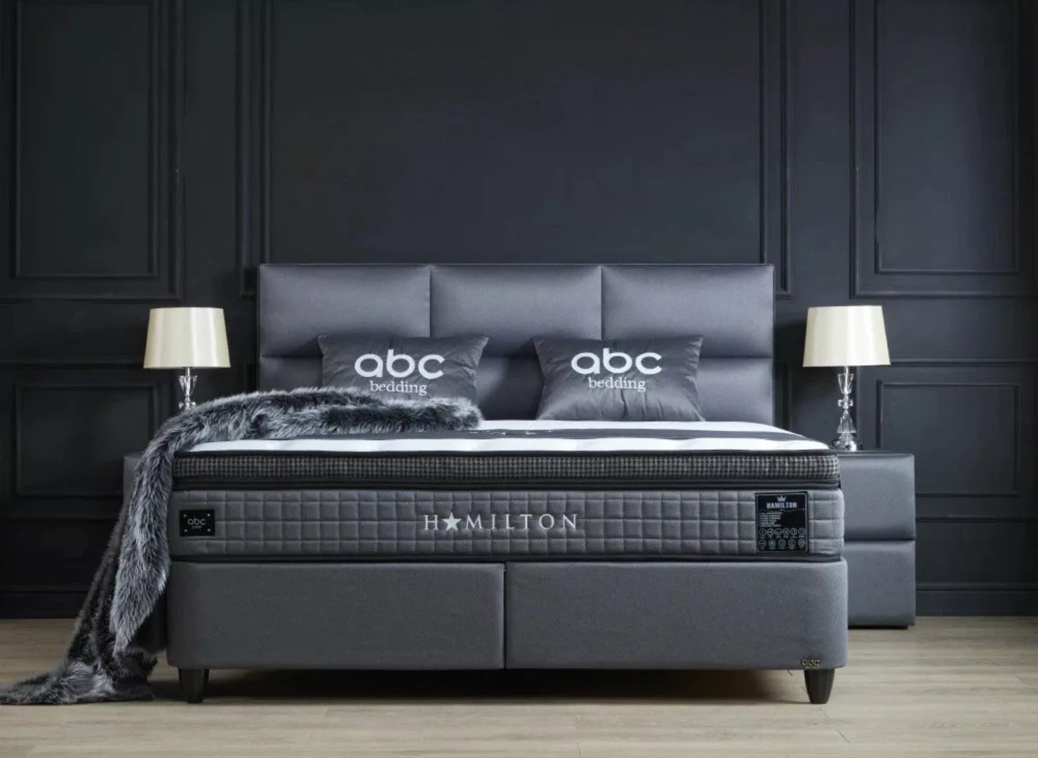 abc bedding Boxspringbett HAMILTON Voll-orthopädisches Komfortbett in Anthr günstig online kaufen